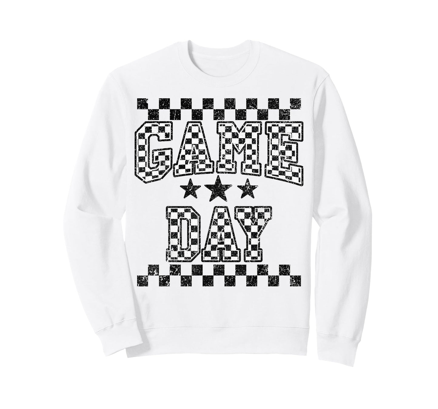 Retro Black White Football Season Checkered Game Day T-Shirt