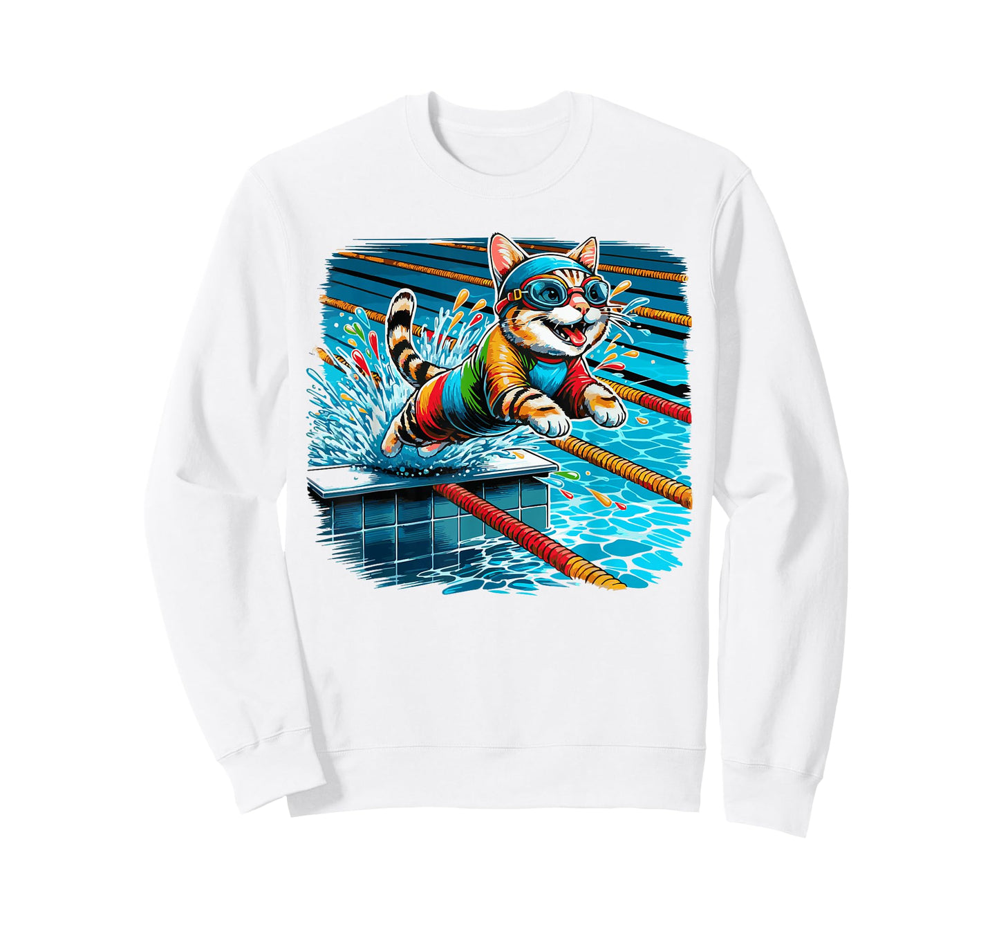 Funny Cat Swimmer Swimming Swim Coach Swimmer Cat Lover T-Shirt