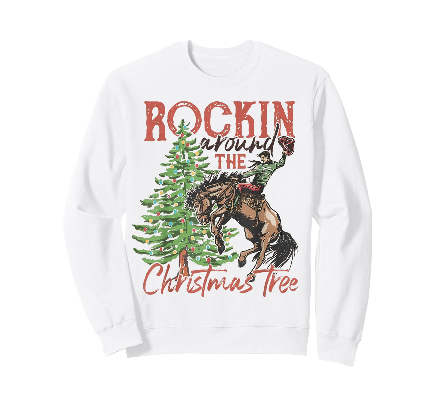 Rocking Around The Christmas Tree Christmas Cowboy Horse T-Shirt