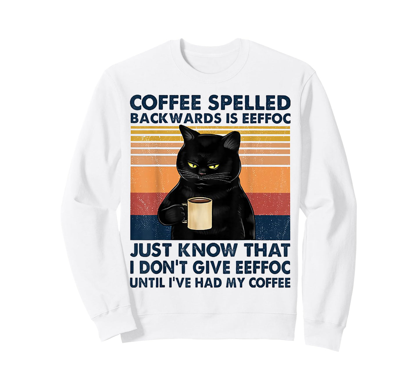 Coffee Spelled Backwards Is Eeffoc Cat Drinking Vintage T-Shirt
