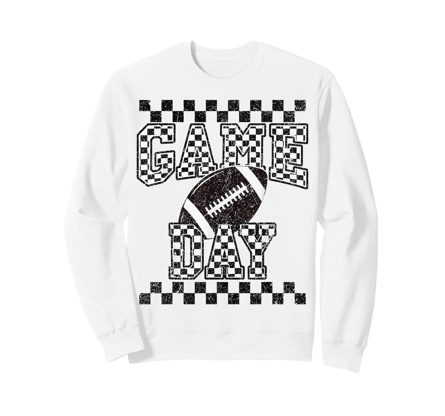 Retro Black White Football Season Checkered Game Day T-Shirt