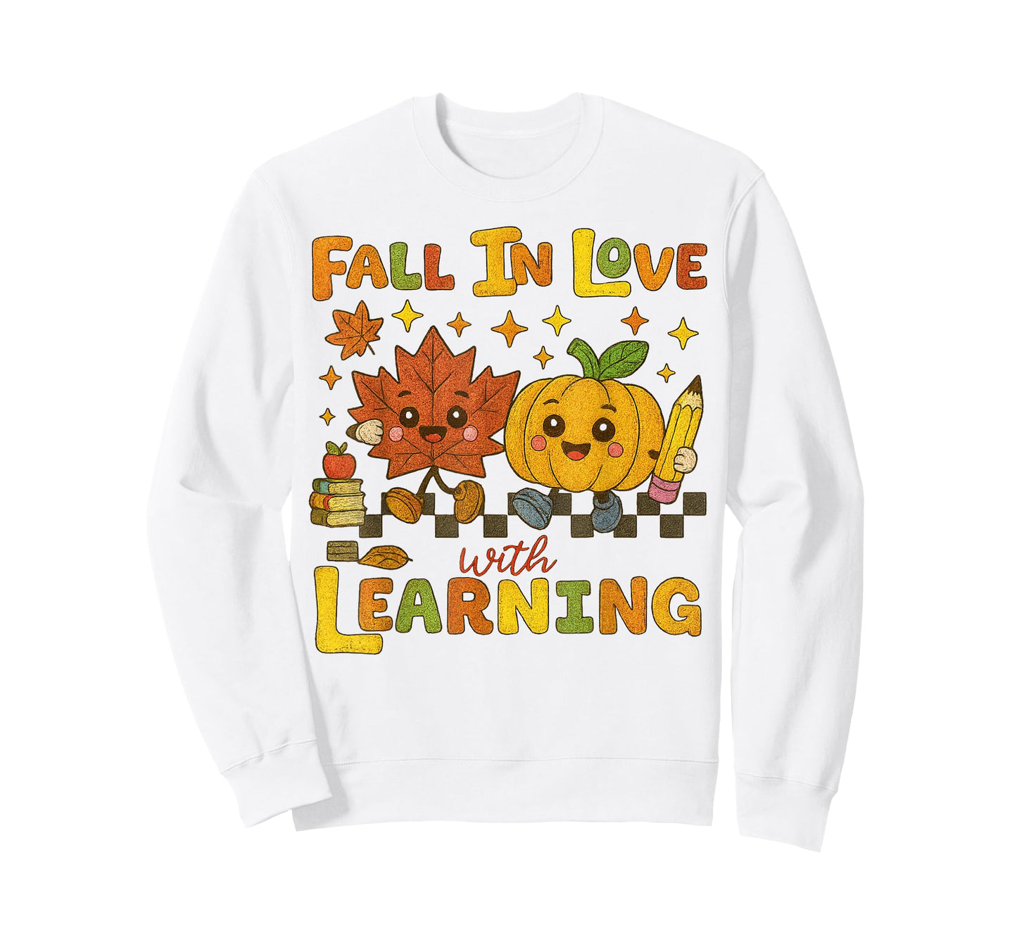 Retro Fall in Love with Learning Autumn Pumpkin Teacher T-Shirt