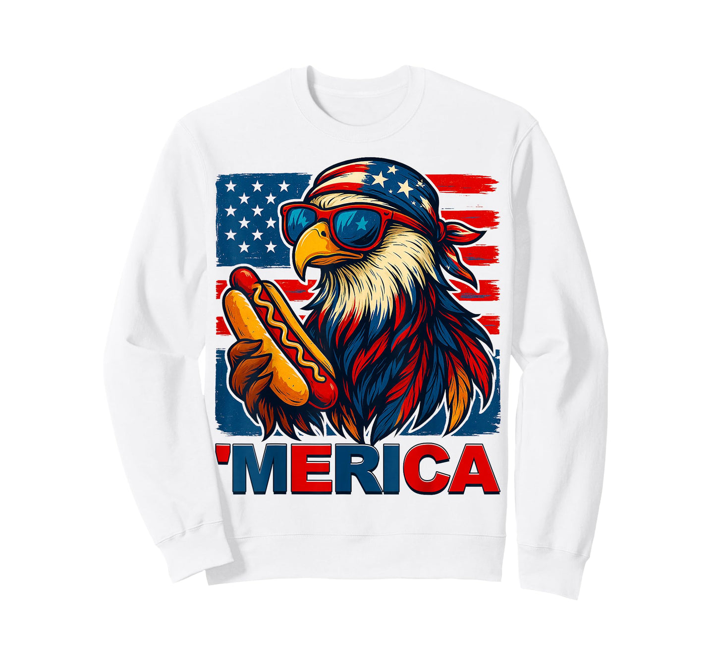 Funny Merica Eagle Hotdog USA Flag 4th Of July Patriotic Men T-Shirt