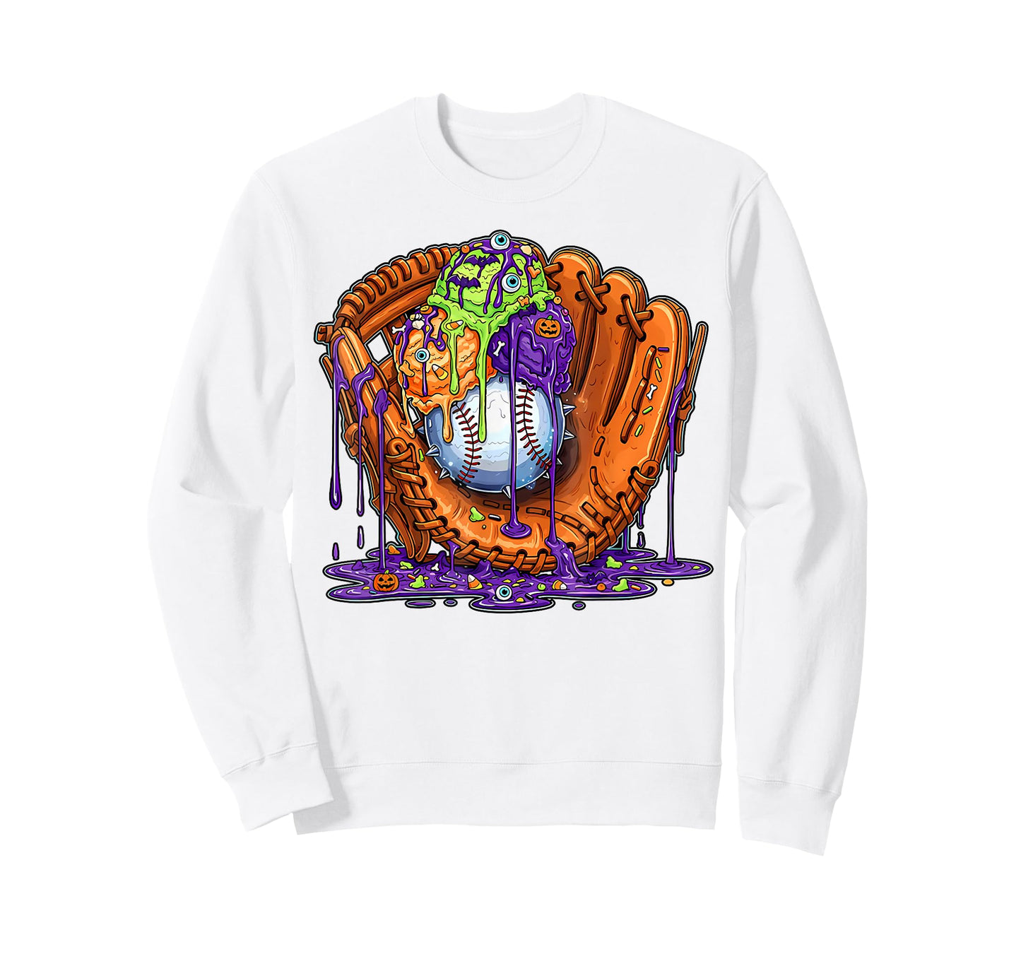 Baseball Glove Halloween Ice Cream Drip Men Boys Kids T-Shirt