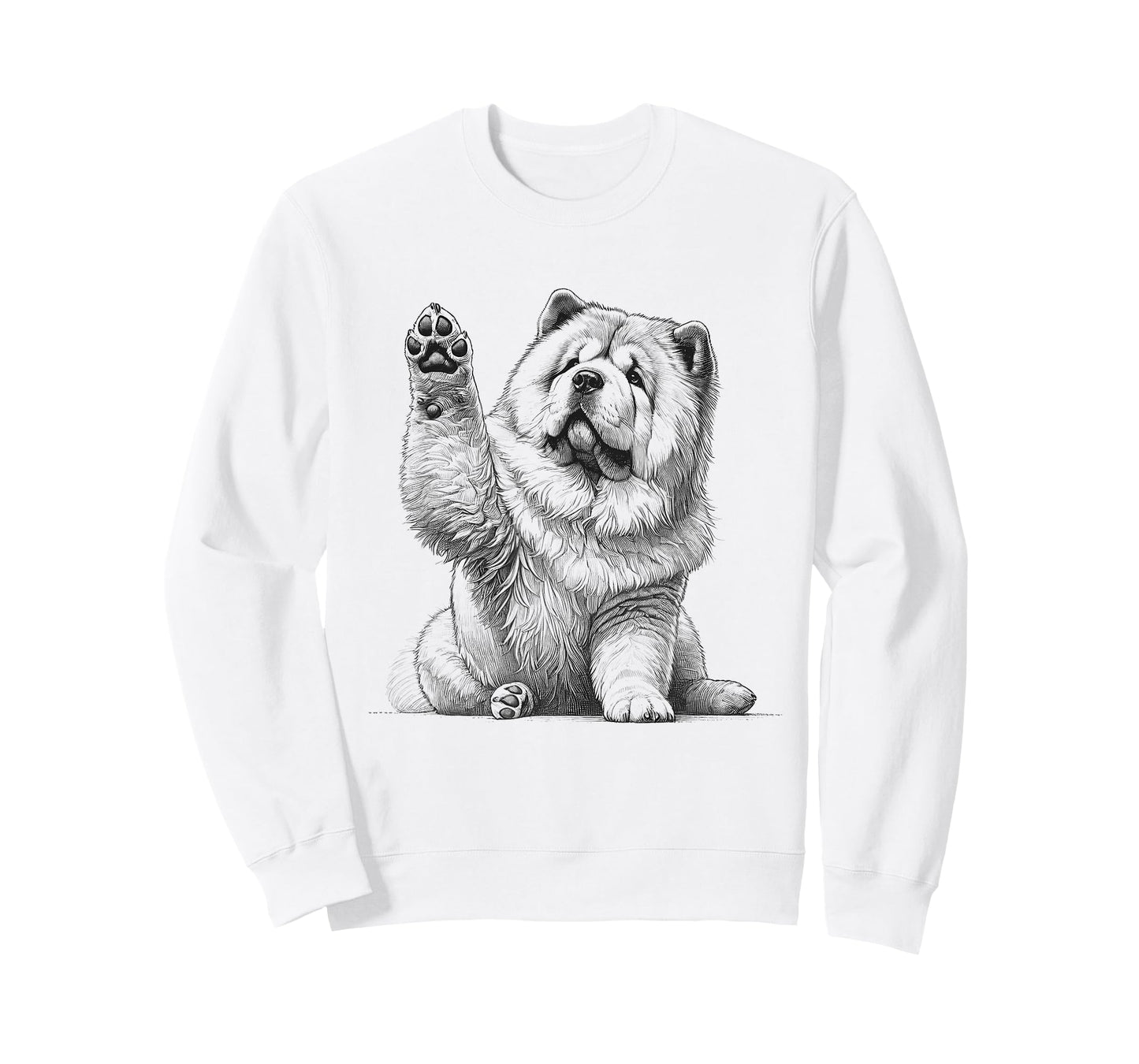 Cute Chow Chow Dog Raising Paw Design T-Shirt