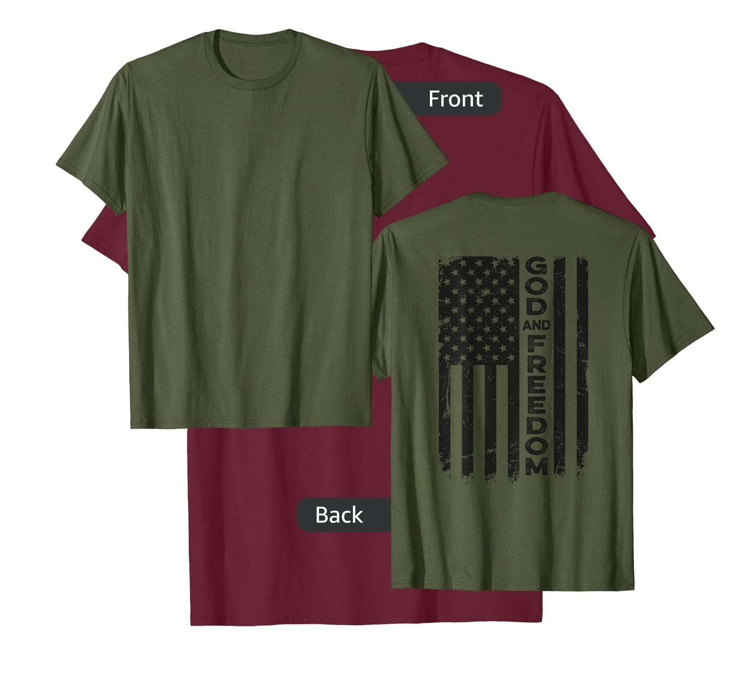 God And Country - USA Patriotic Christian Camo Flag -ON BACK T-Shirt