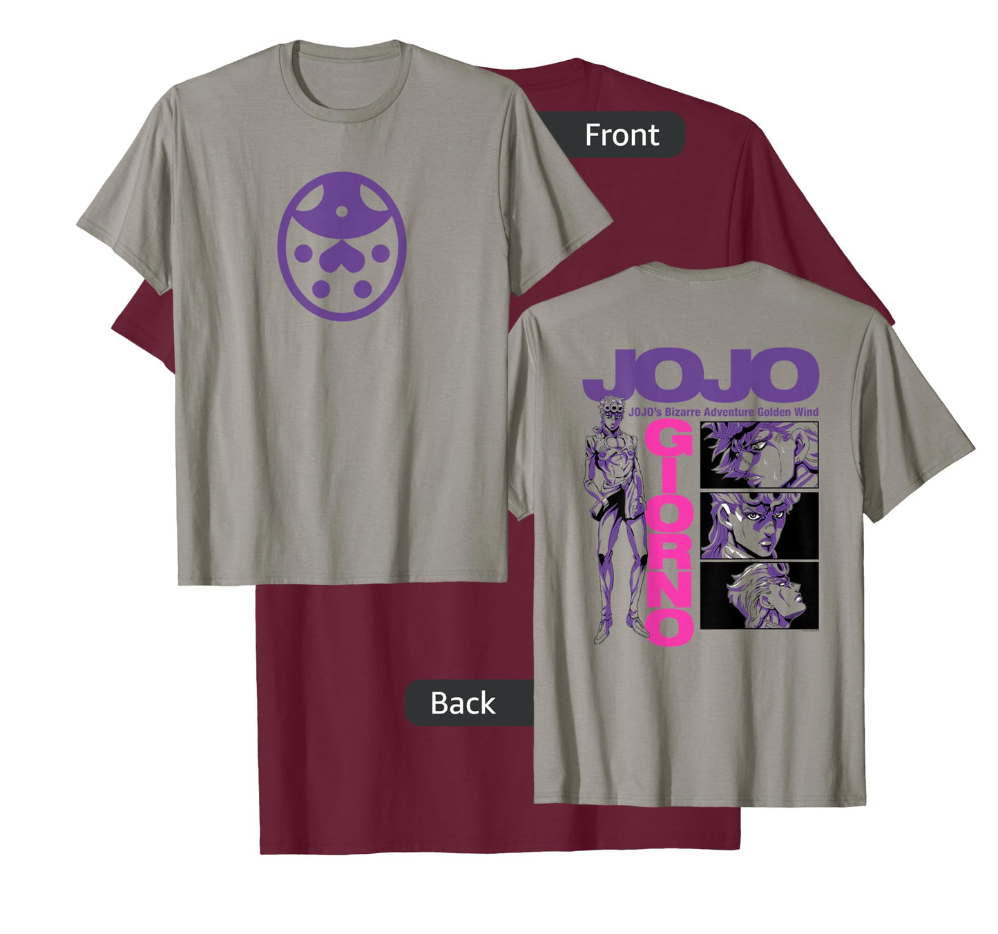 JoJo Golden Wind Giorno's Ladybug Brooch Front and Back T-Shirt