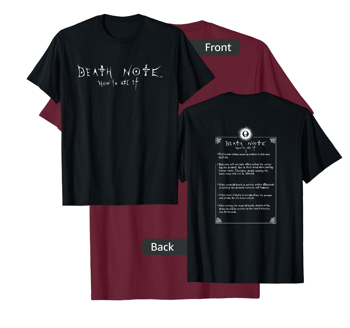Death Note How to Use It Front and Back Anime T-Shirt