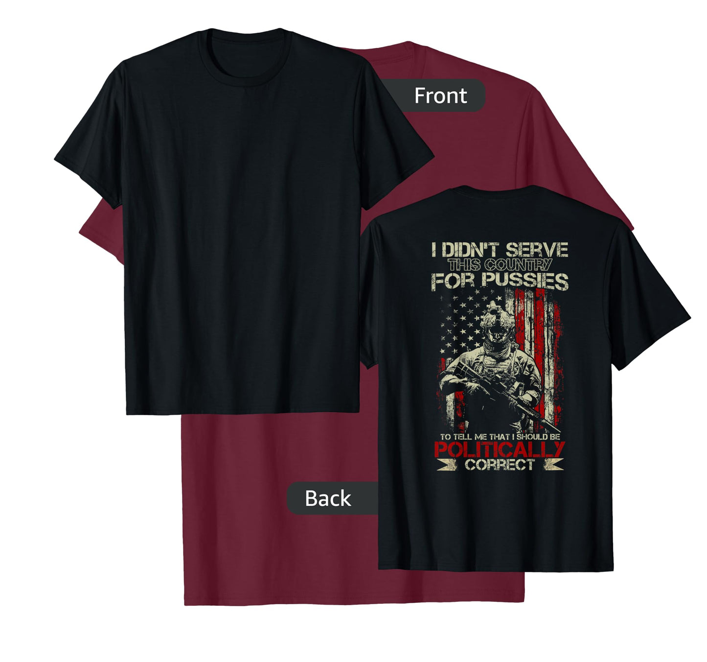 I Didn't Serve This Country For Pussies USA Flag on back T-Shirt for Women Men