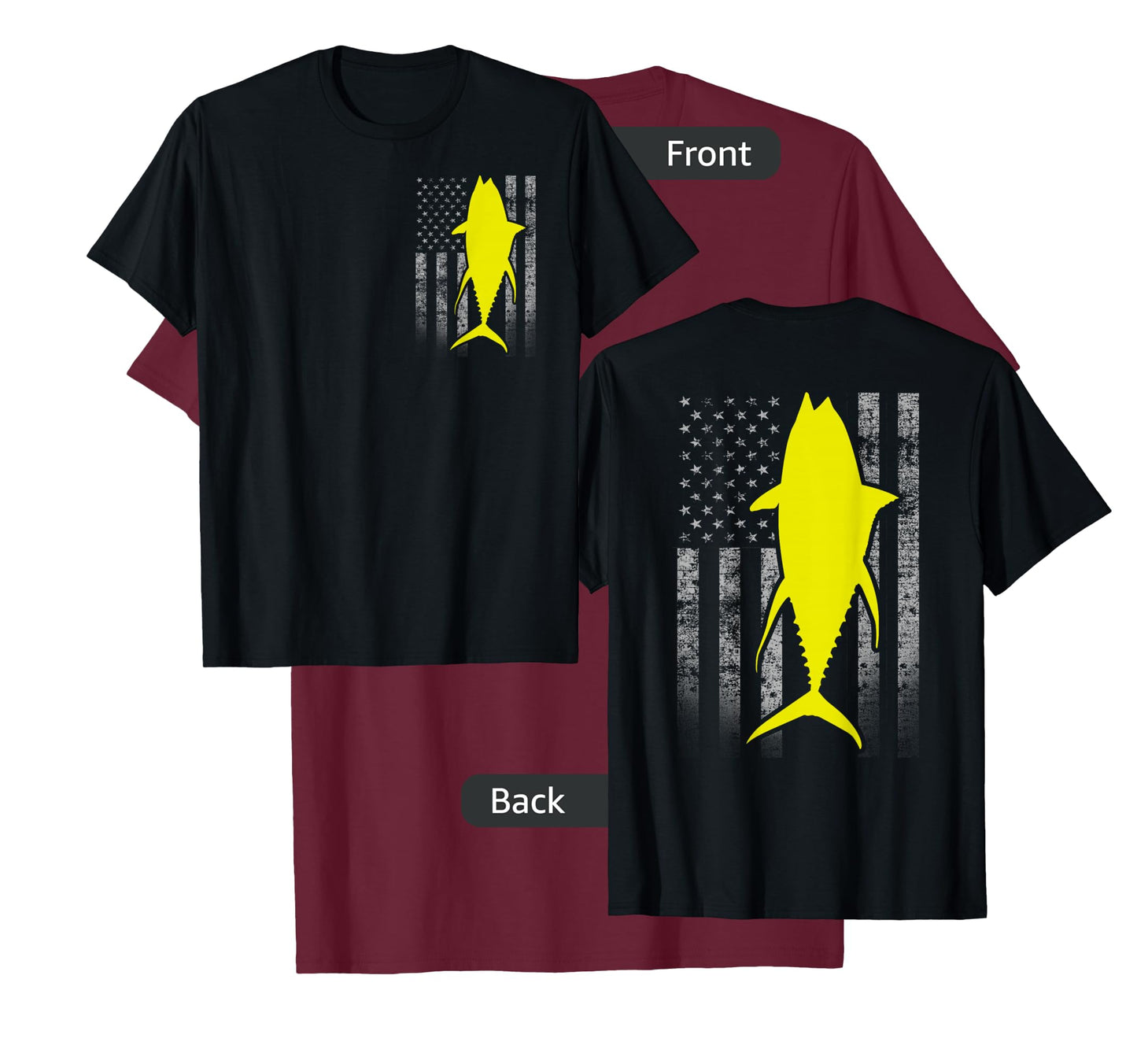 Two-Sided Yellowfin Flag Shirt - Yellowfin Tuna US Flag T-Shirt