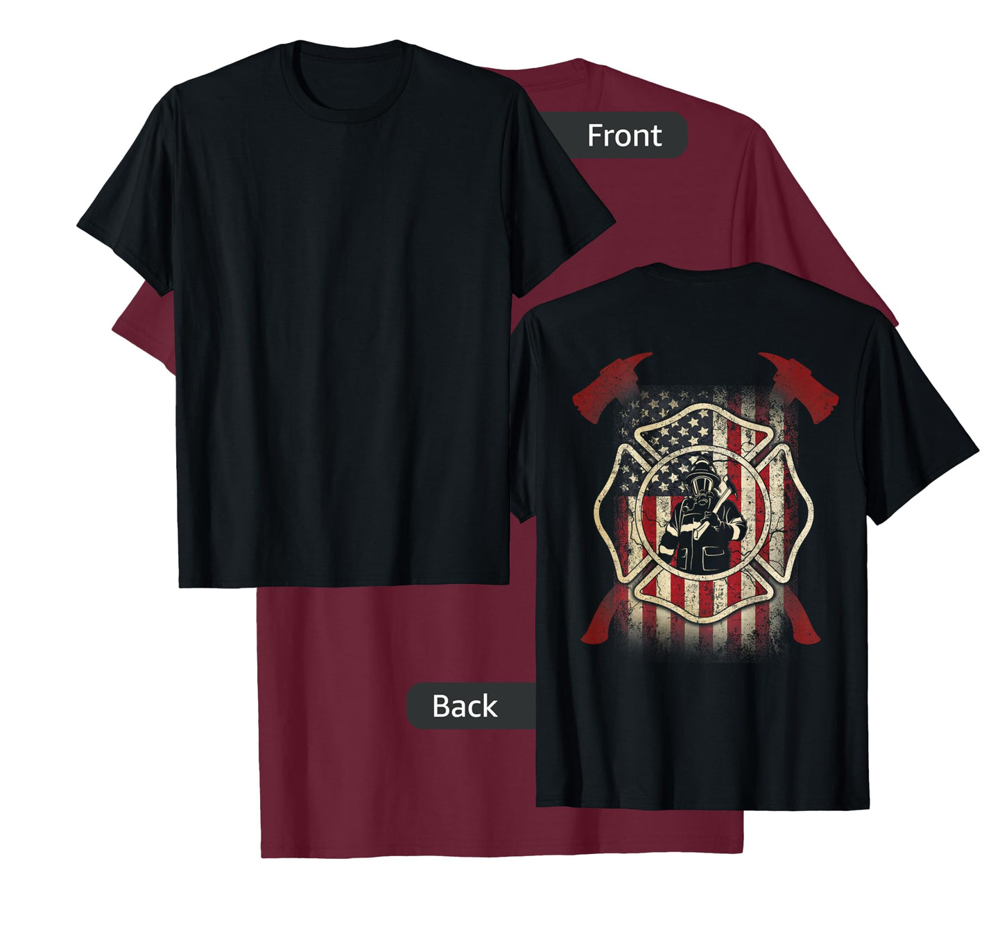 Patriotic Firefighter USA Flag Axe American Flag Fireman T-Shirt