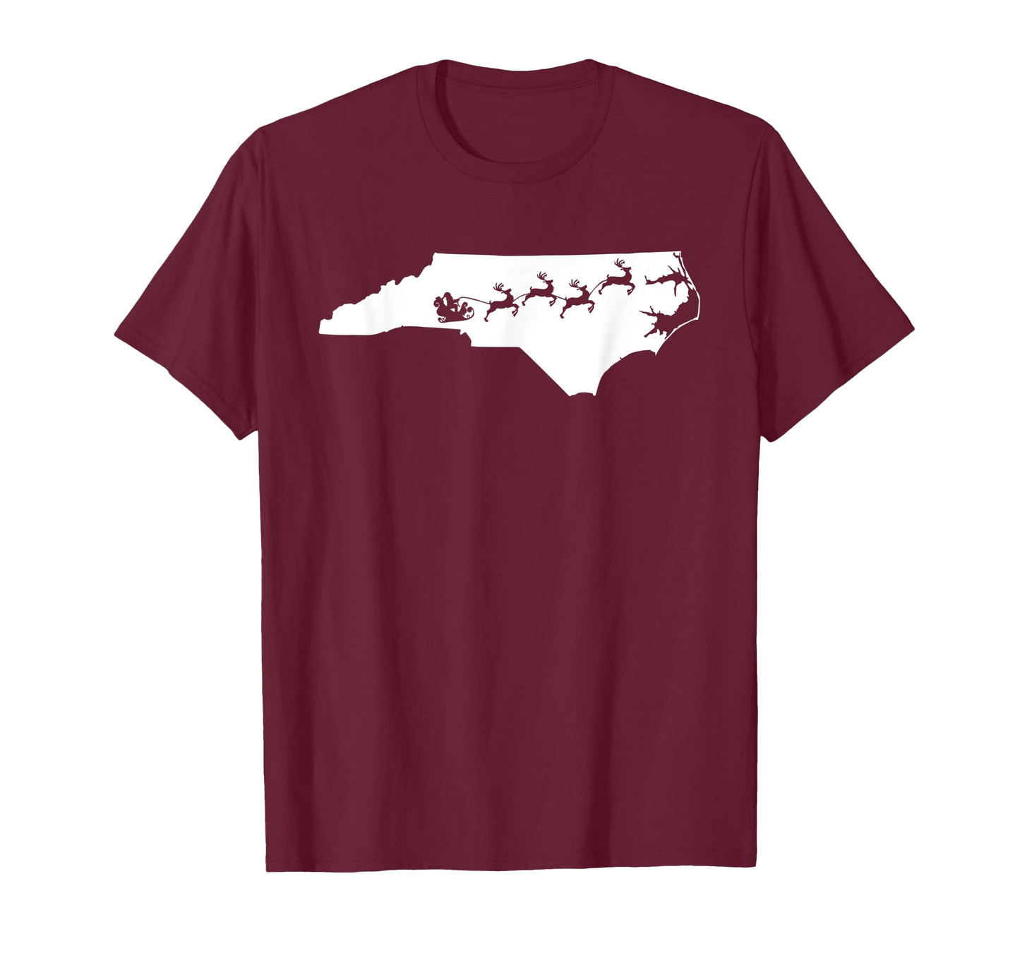 North Carolina Christmas Map Reindeer T-Shirt