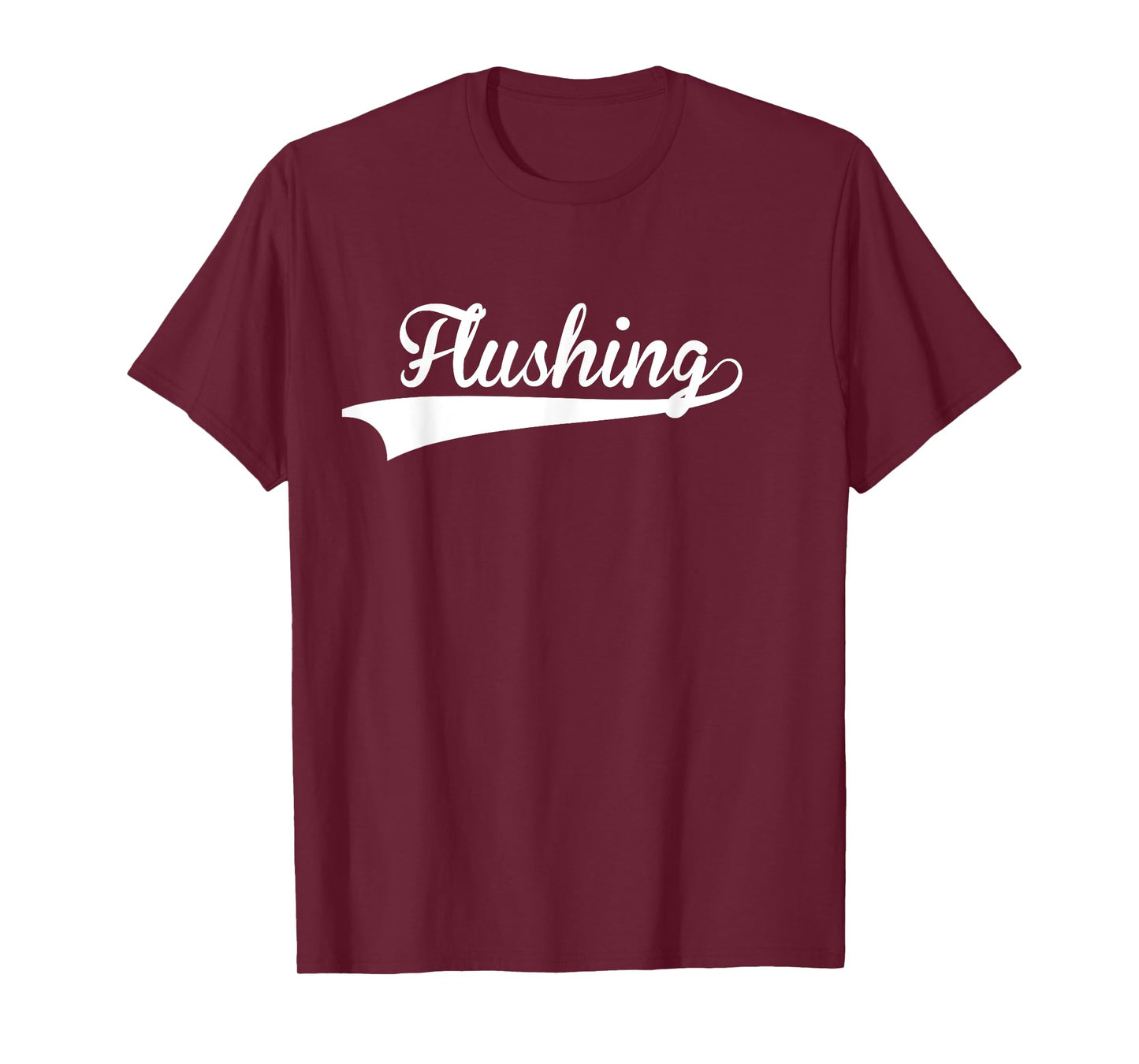 FLUSHING Baseball Vintage Retro Font T-Shirt