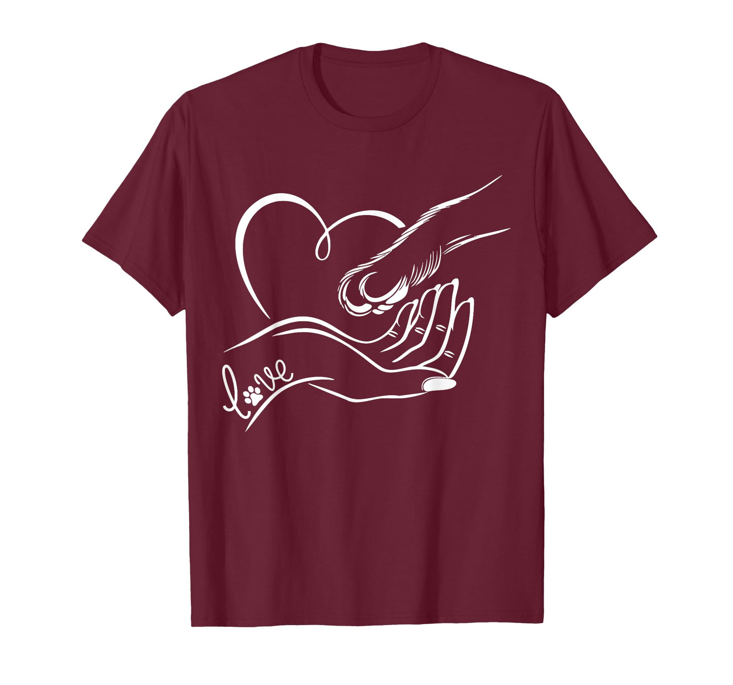 Love Heart Human And Dog Paw Fist Bump Dog Lover Friendship T-Shirt