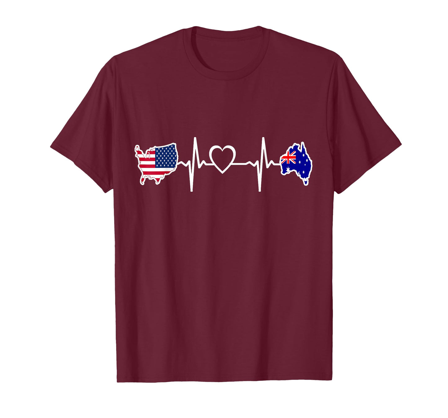 Australia American USA Flag - USA Australian Heartbeat T-Shirt
