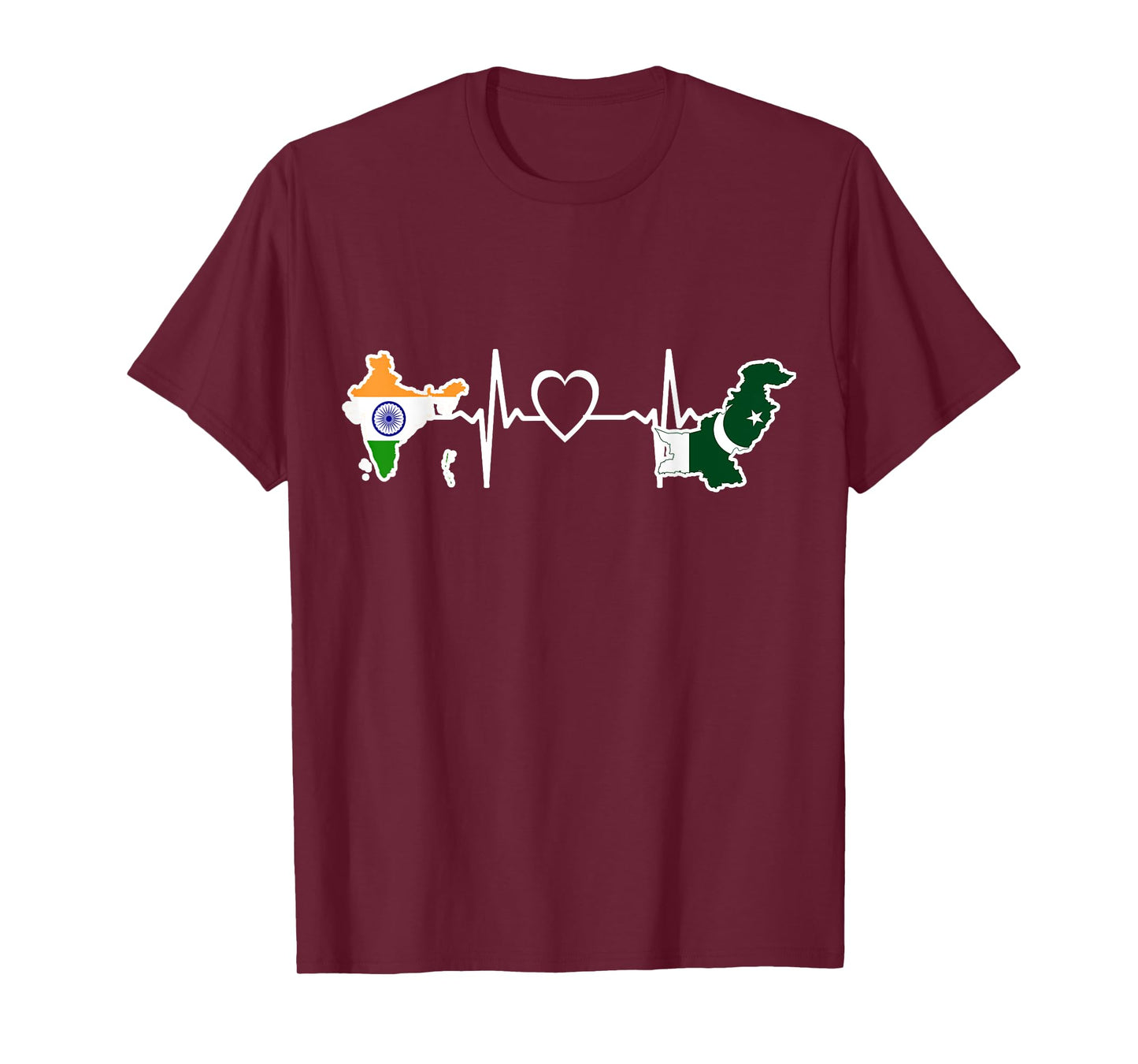 Pakistan India Flag Pakistanian Indian Heartbeat T-Shirt