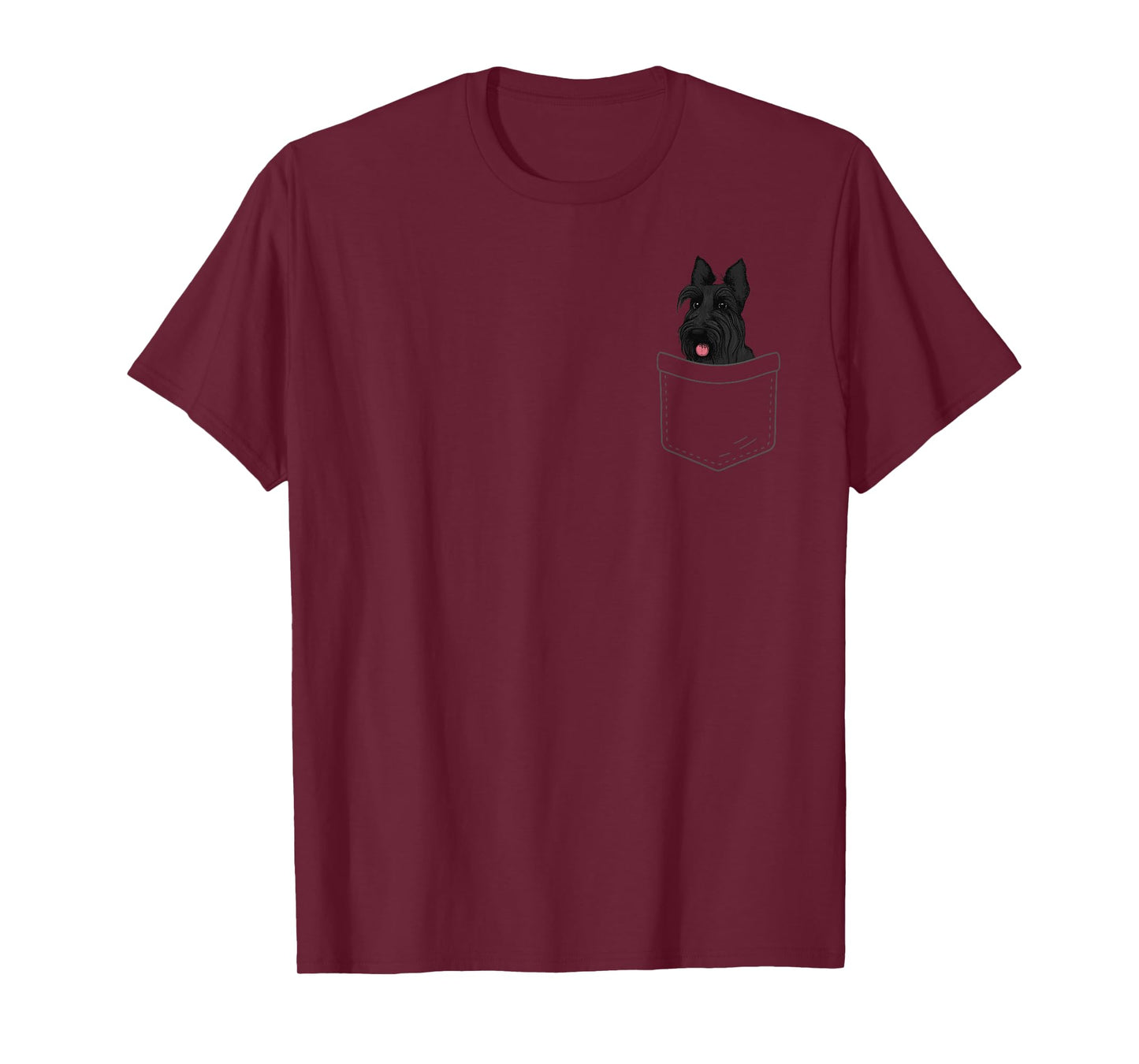 Funny Scottish Terrier Art Men Women Scottie Dog in Pocket T-Shirt