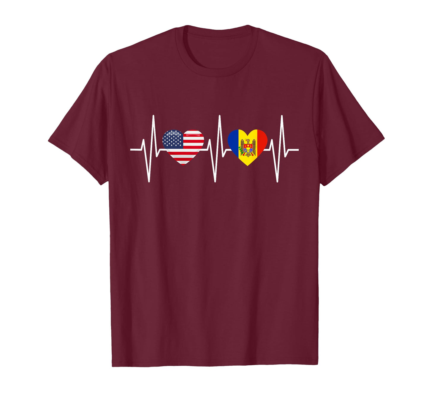 USA Moldova Shirt Heartbeat America Moldovian Flag Heart T-Shirt