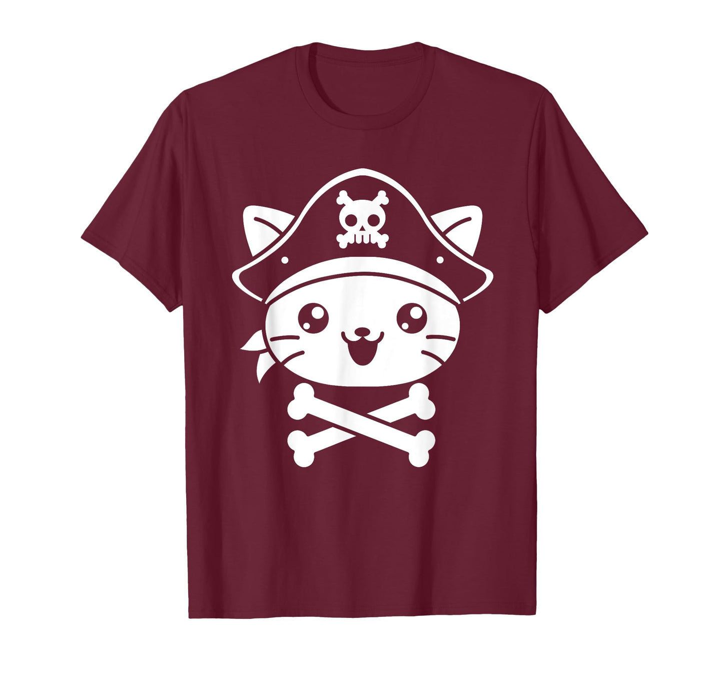 Pirate Cat Crossbones Cat Lover Kitty Cats Kitten Owner Men Women Girls Kids T-Shirt