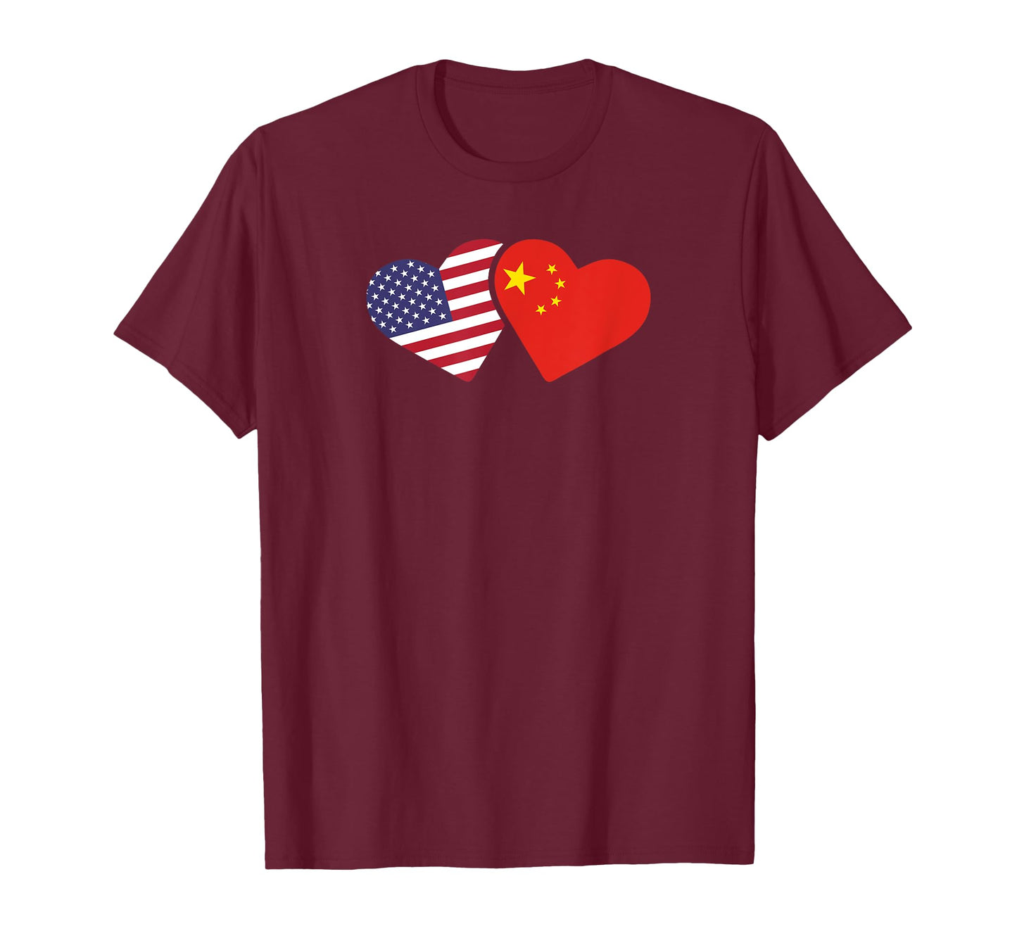 China USA Flag T Shirt Heart Chinese American Love Gift T-Shirt