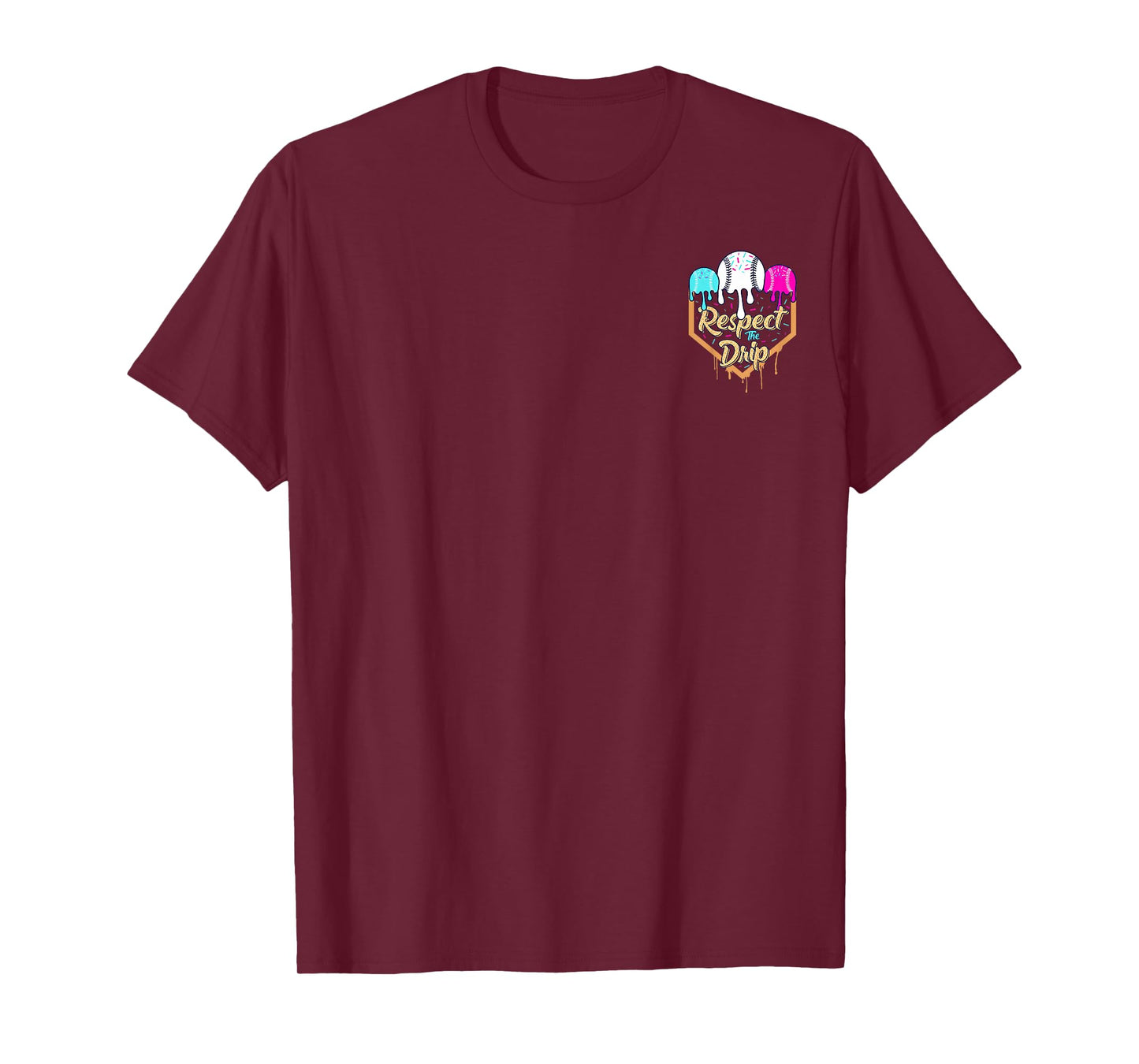 Baseball Drip Boys Ice Cream Waffle Home Plate Respect Drip T-Shirt