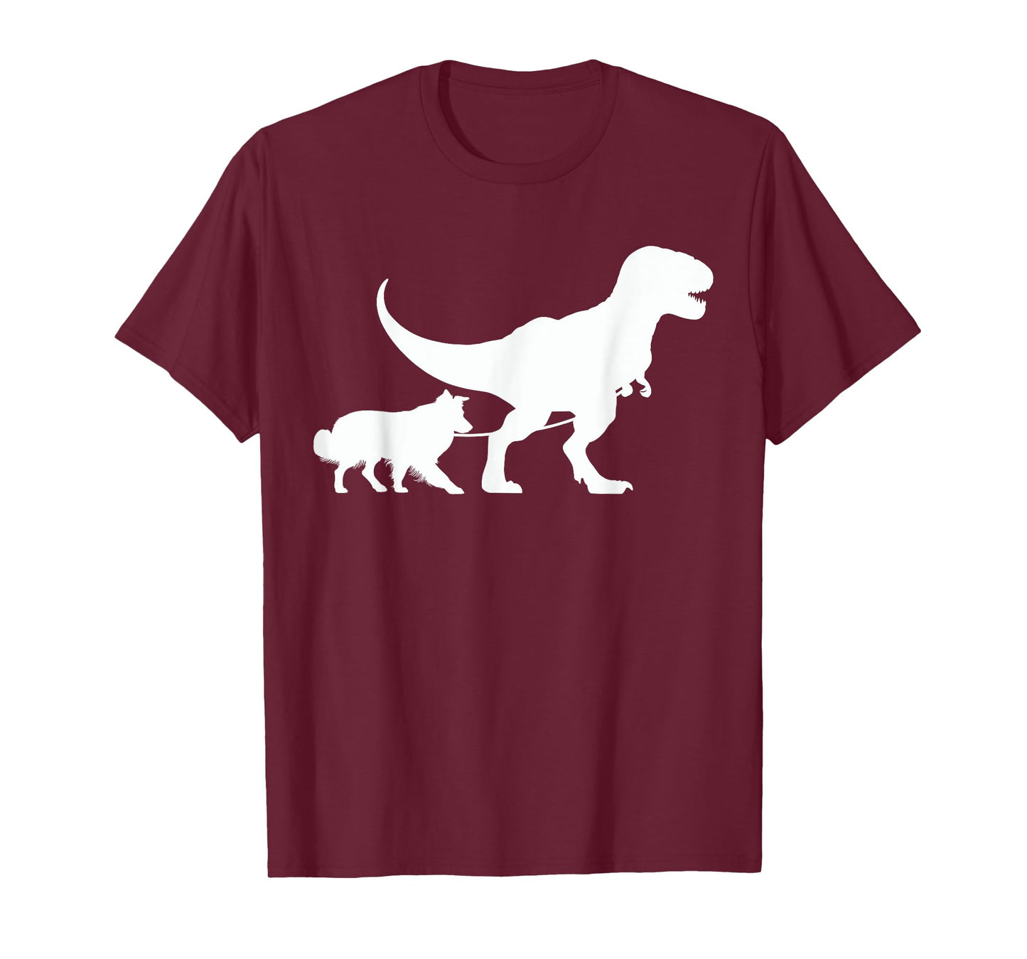 T-Rex Walking a Dog Funny Border Collie Dad Dog Lovers T-Shirt