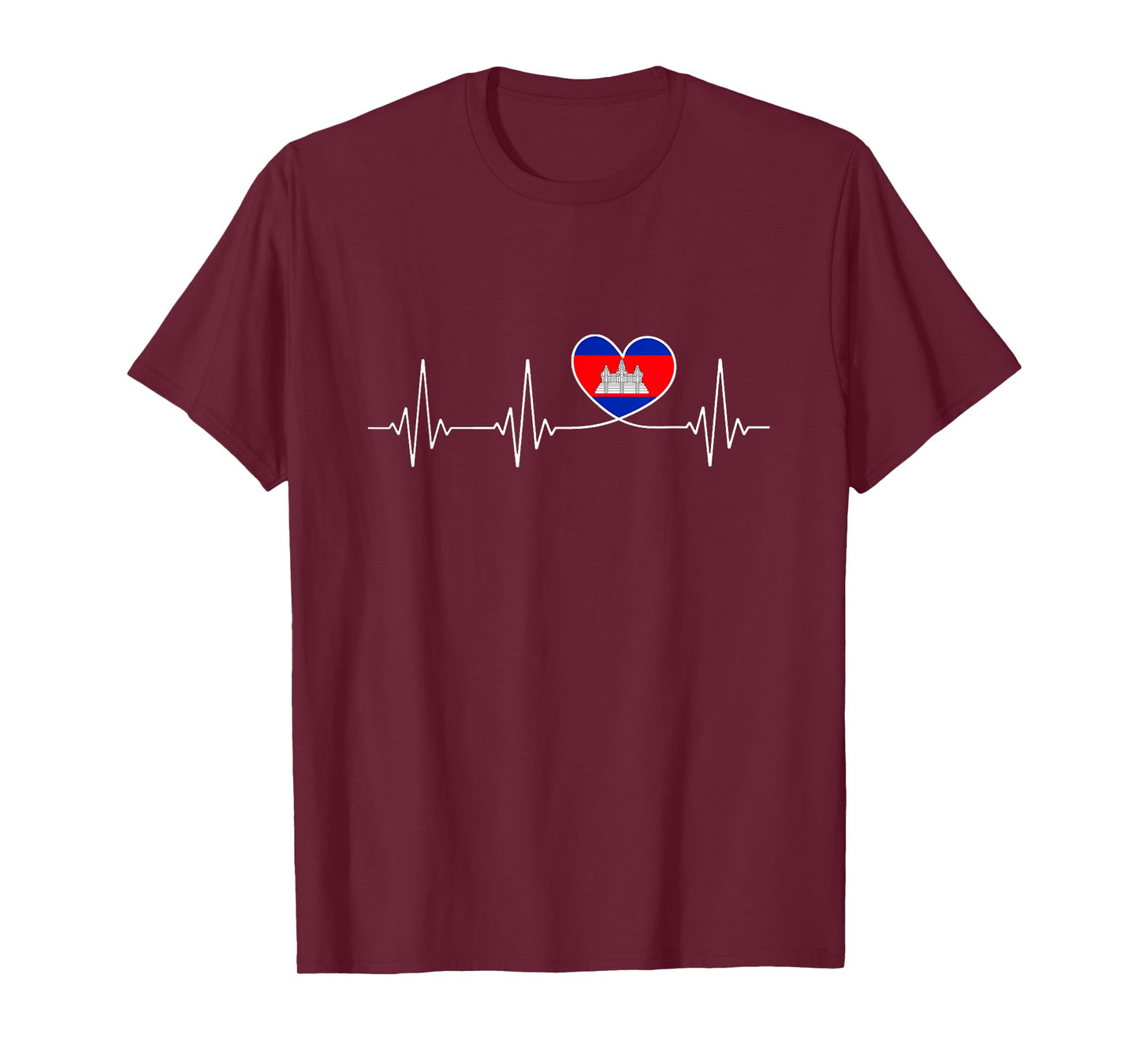 Cambodia Love Heartbeat and Cambodian Flag Heart Cambodia T-Shirt