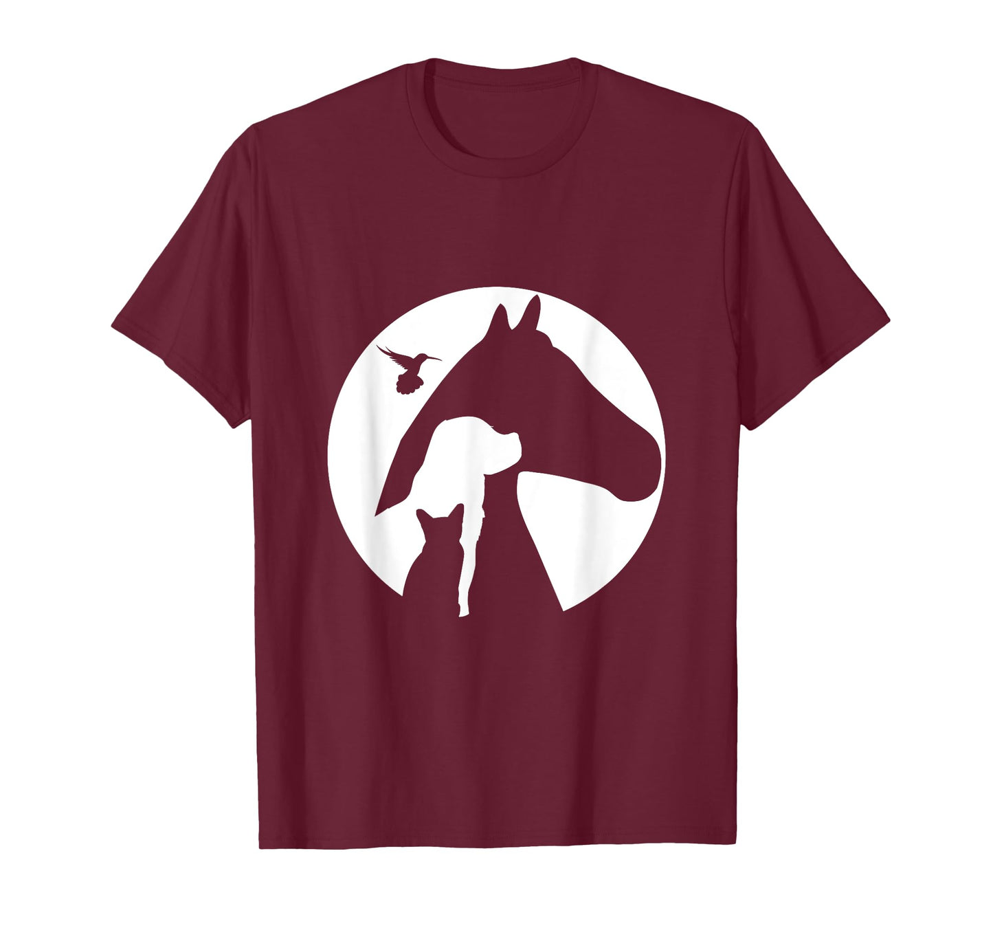 Animal Silhouette Cat Dog Horse Bird Hummingbird Men Women Girls Kids T-Shirt