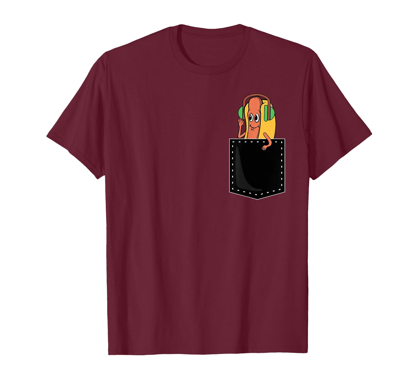 Hotdog In Pocket Wearing Headphone Funny Hot Dog Lover T-Shirt
