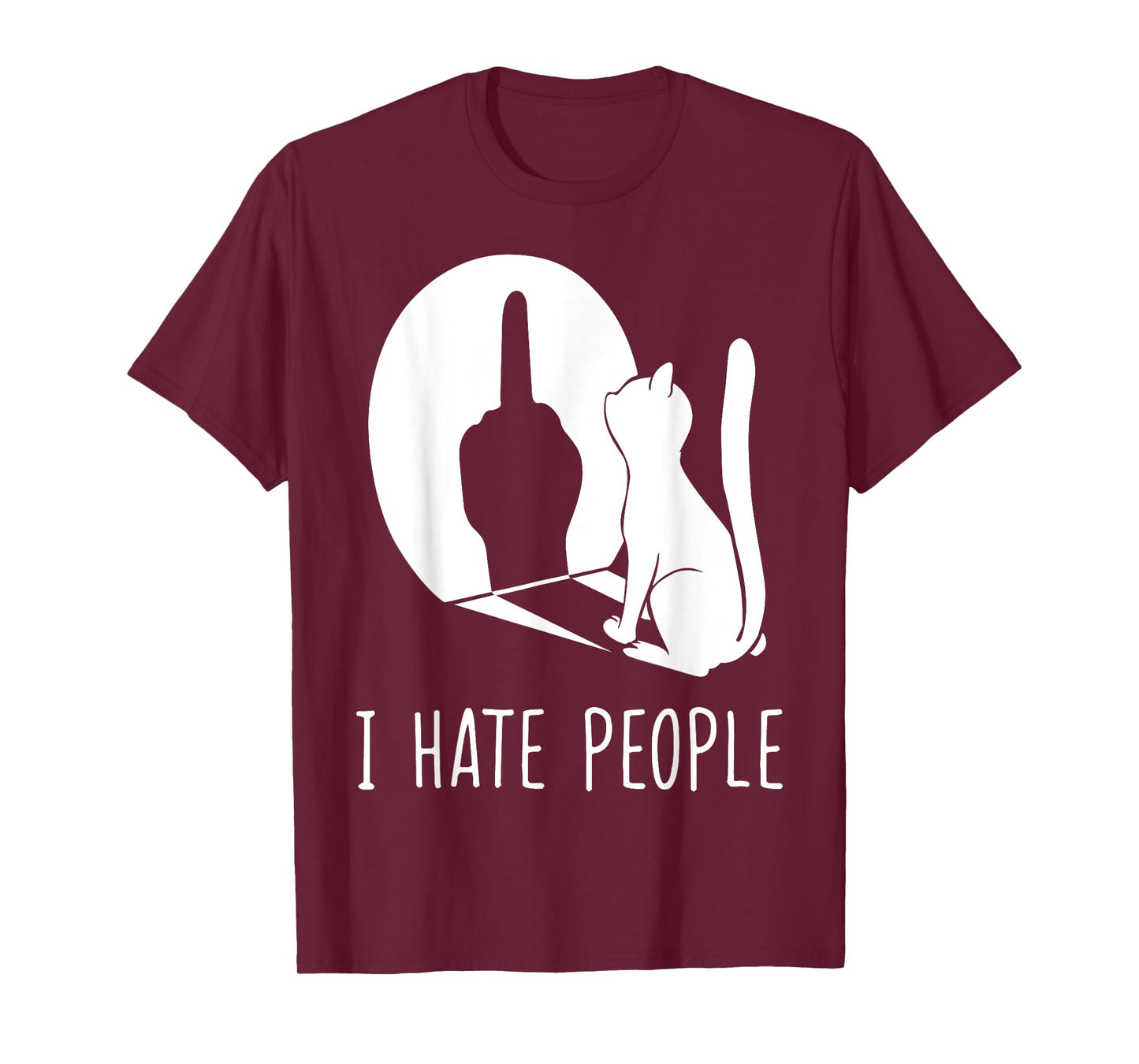 Cat Shadow I Hate People Middle Finger T-Shirt