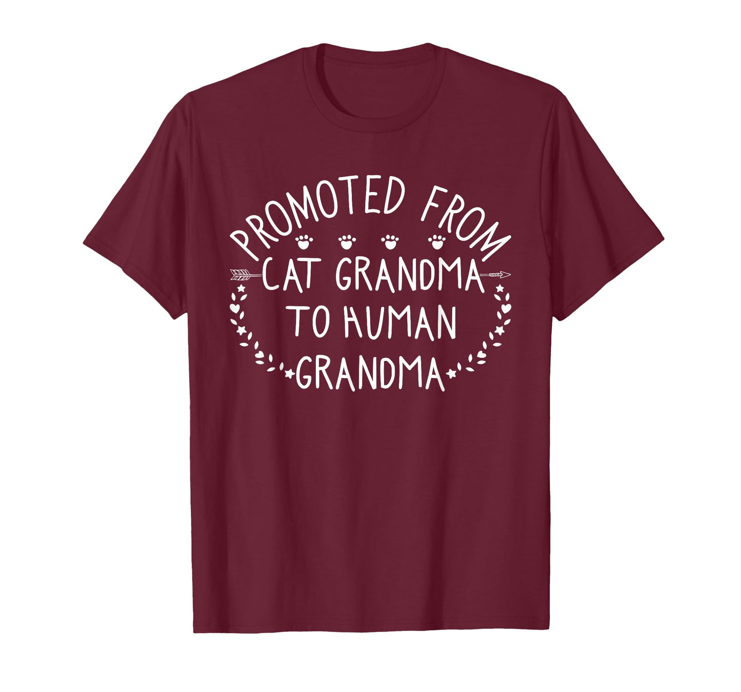 Promoted From Cat Grandma to Human Grandma Funny Floral Gift T-Shirt