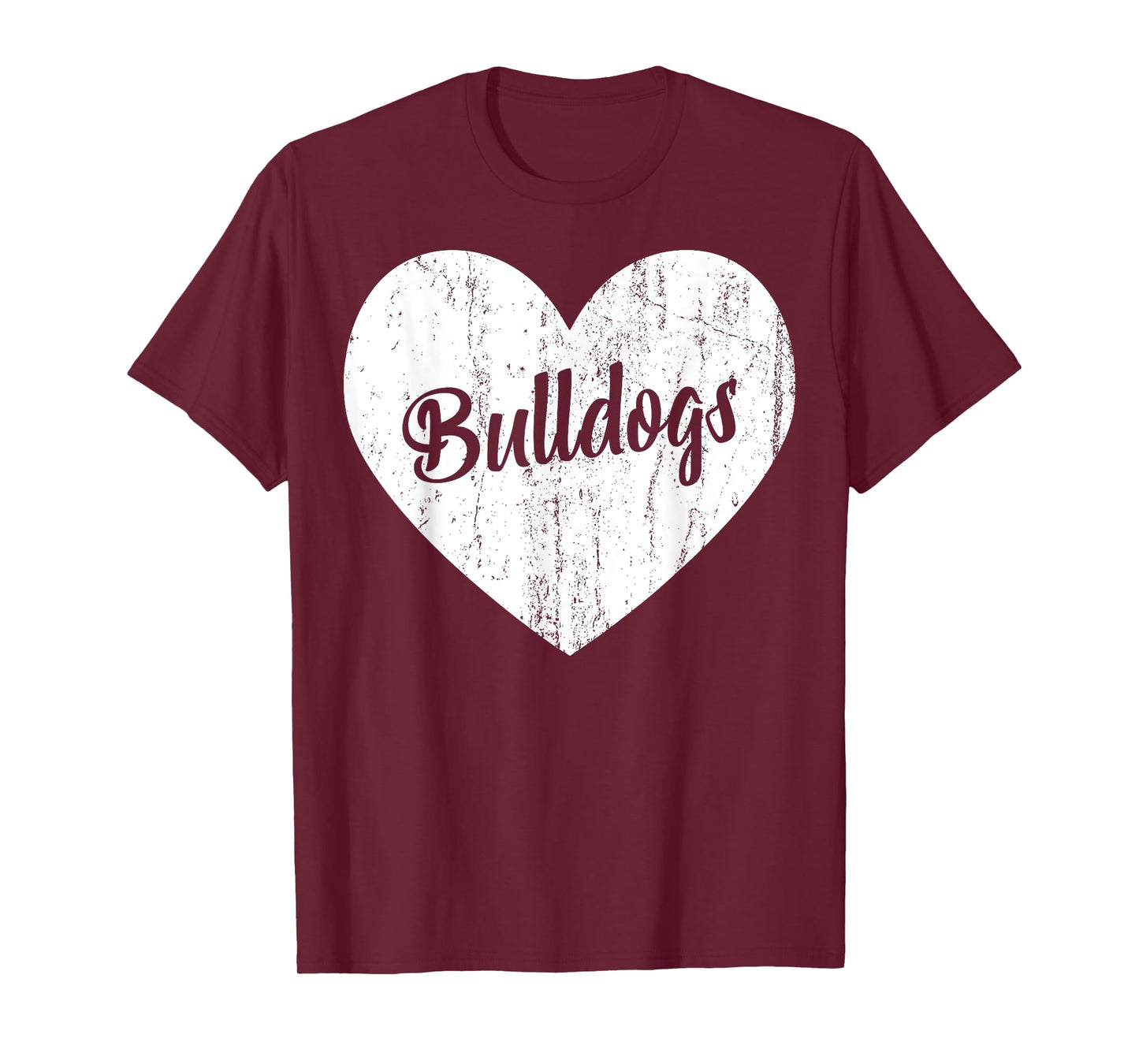 Bulldogs School Sports Fan Team Spirit Mascot Heart Gift T-Shirt