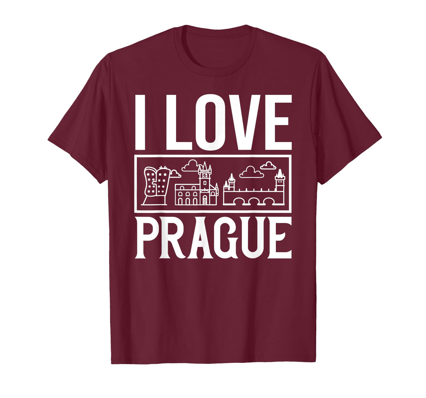 Prague Czech Republic City Skyline Map Travel T-Shirt