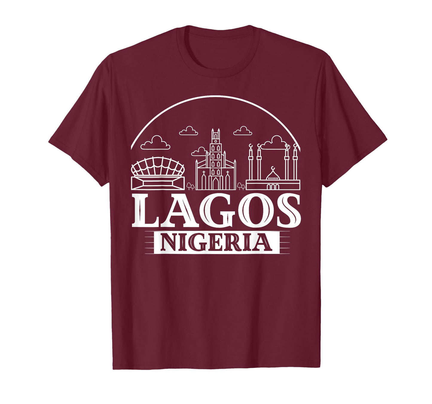 Lagos Nigeria City Skyline Map Travel T-Shirt
