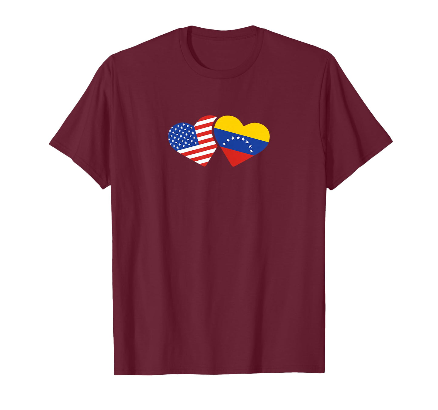 USA Venezuela Flag Hearts T Shirt Venezuelan American Love T-Shirt