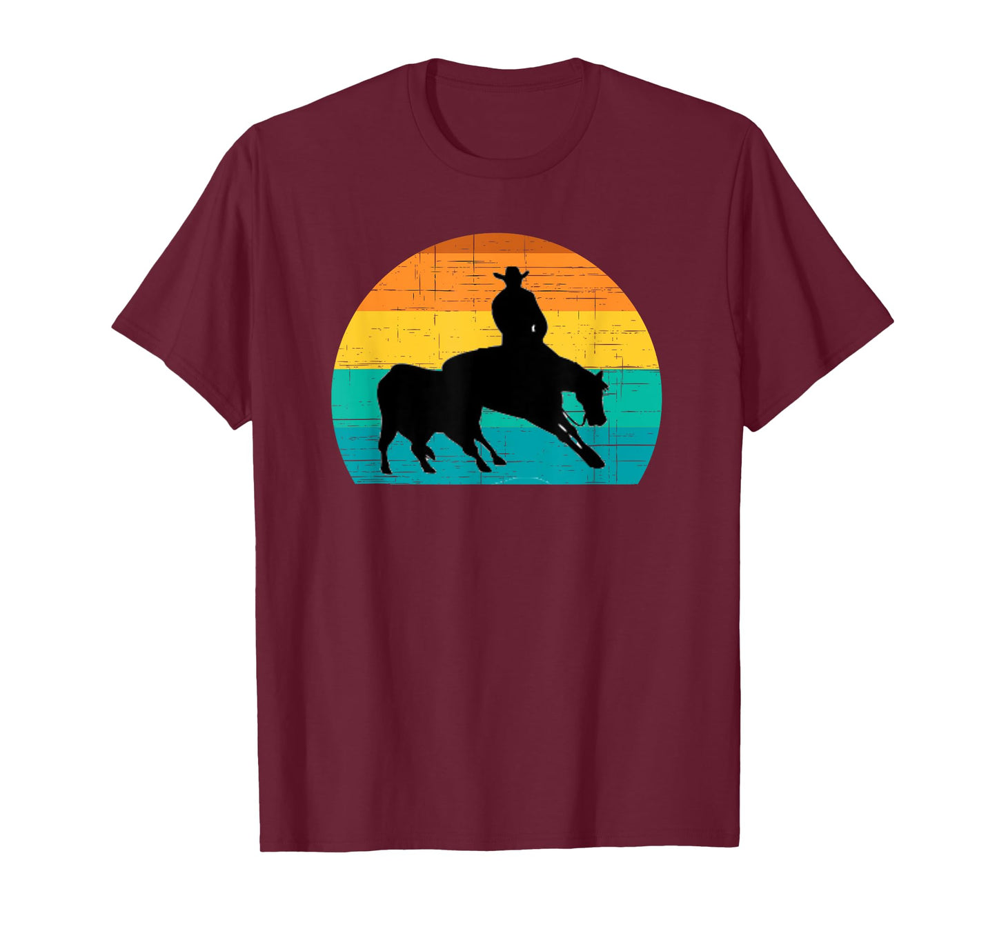 Western Style Equestrian Cutting Retro Sun Style T-Shirt
