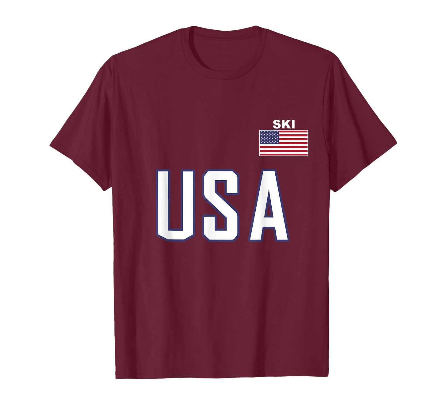 USA Flag Skiing Team Cool Ski Equipment for Skier Men Women T-Shirt