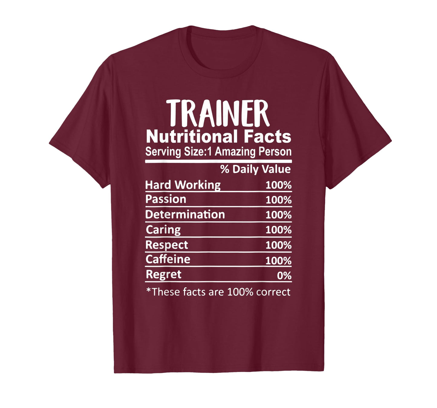 Trainer Nutrition Facts Funny T-Shirt