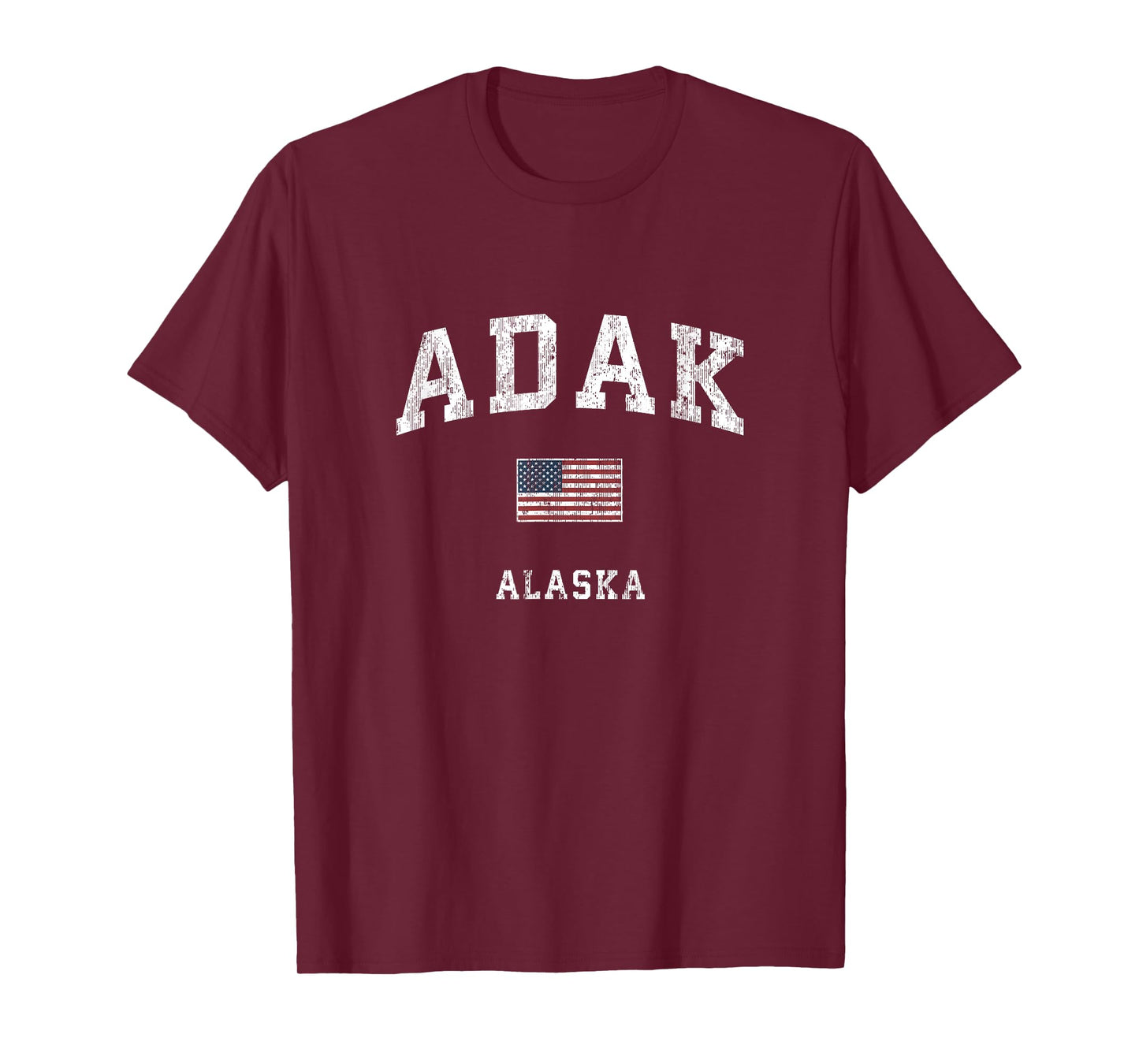Adak Alaska AK Vintage American Flag Sports Design T-Shirt