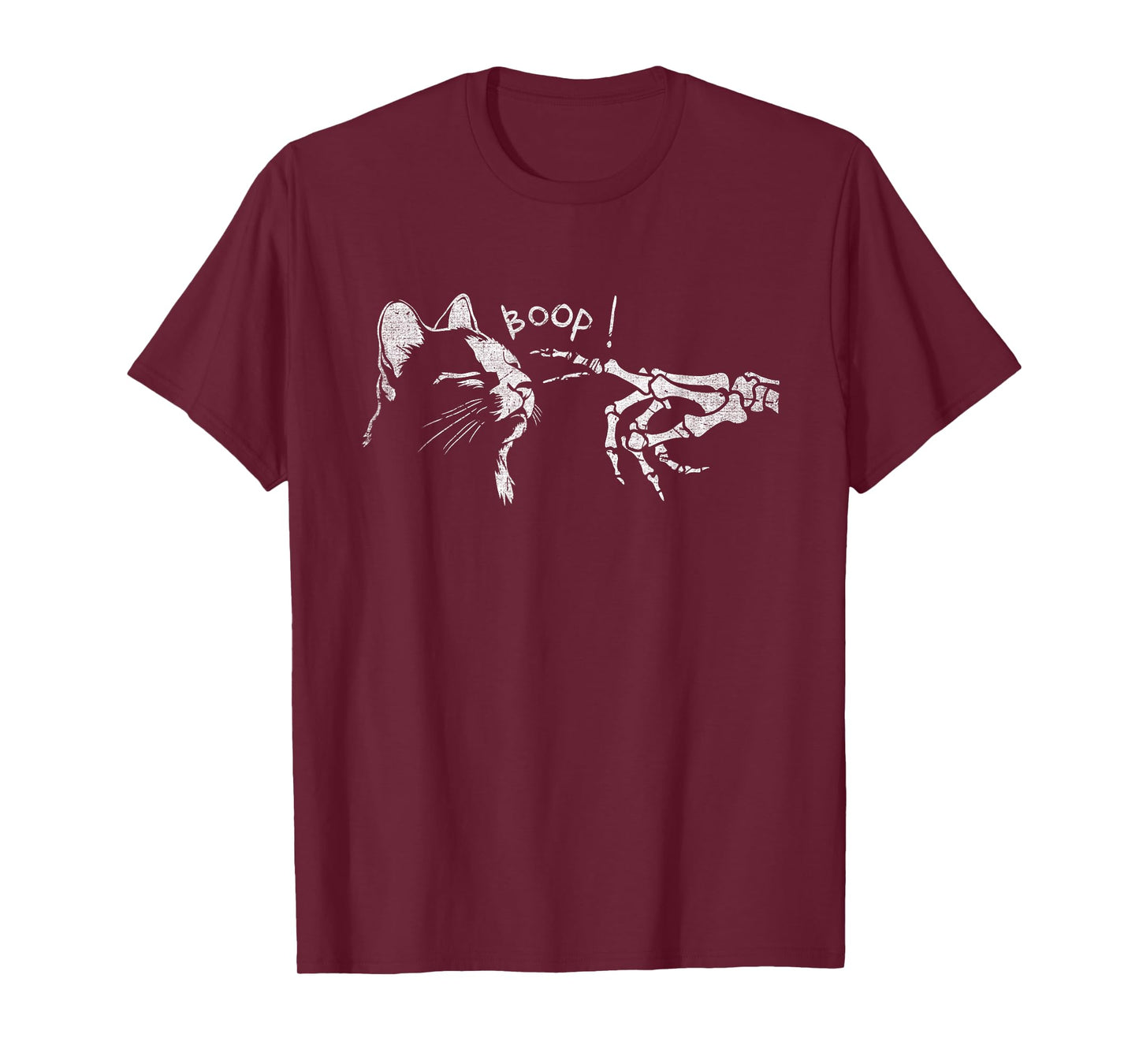 Black Cat Skeleton Hand Boop On A Cat's Nose Funny Halloween T-Shirt for Men Women Kids