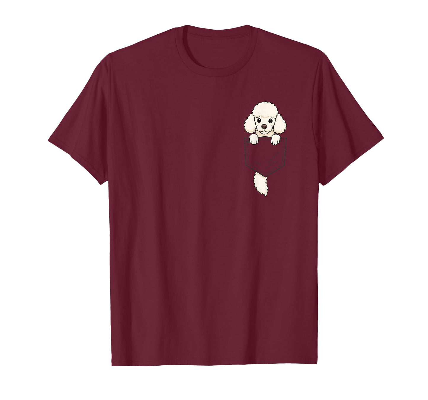 Funny White Poodle Peeking in Pocket Dog Puppy Pet Lover T-Shirt