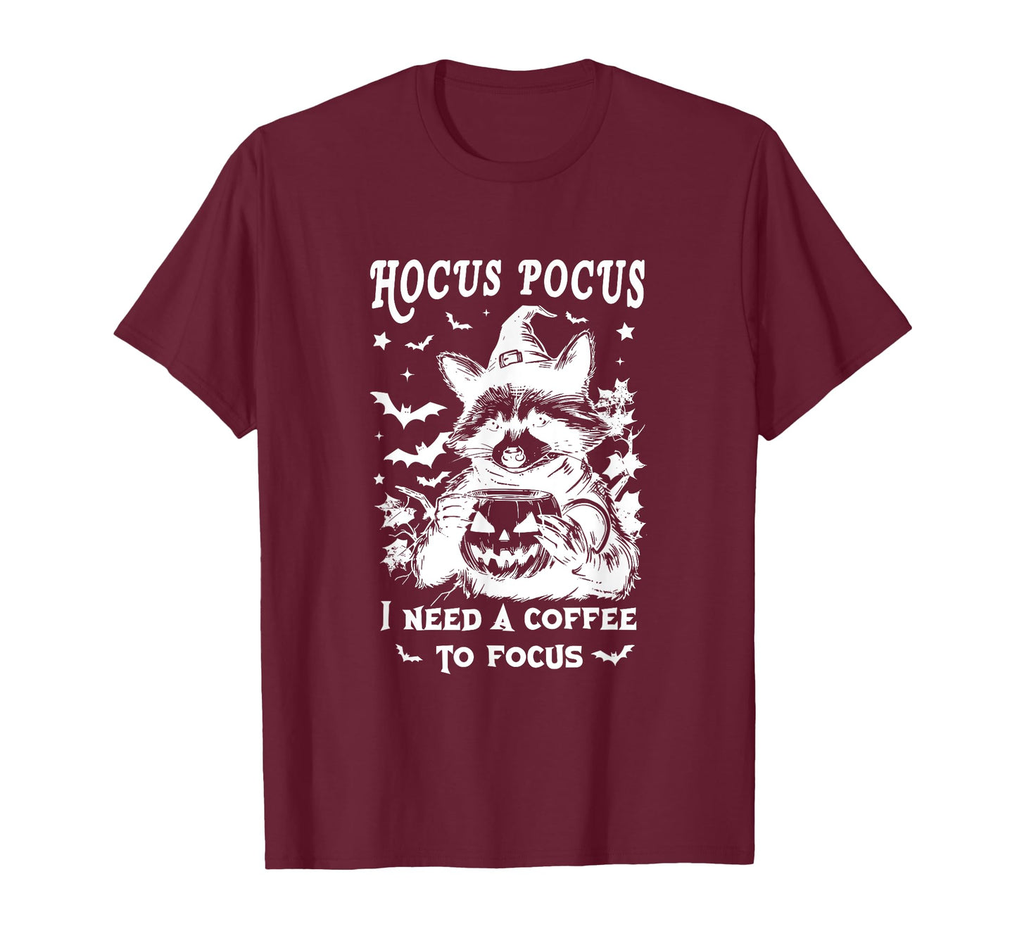Hocus Pocus I Need To Focus Raccoon Halloween Witch Raccoon T-Shirt