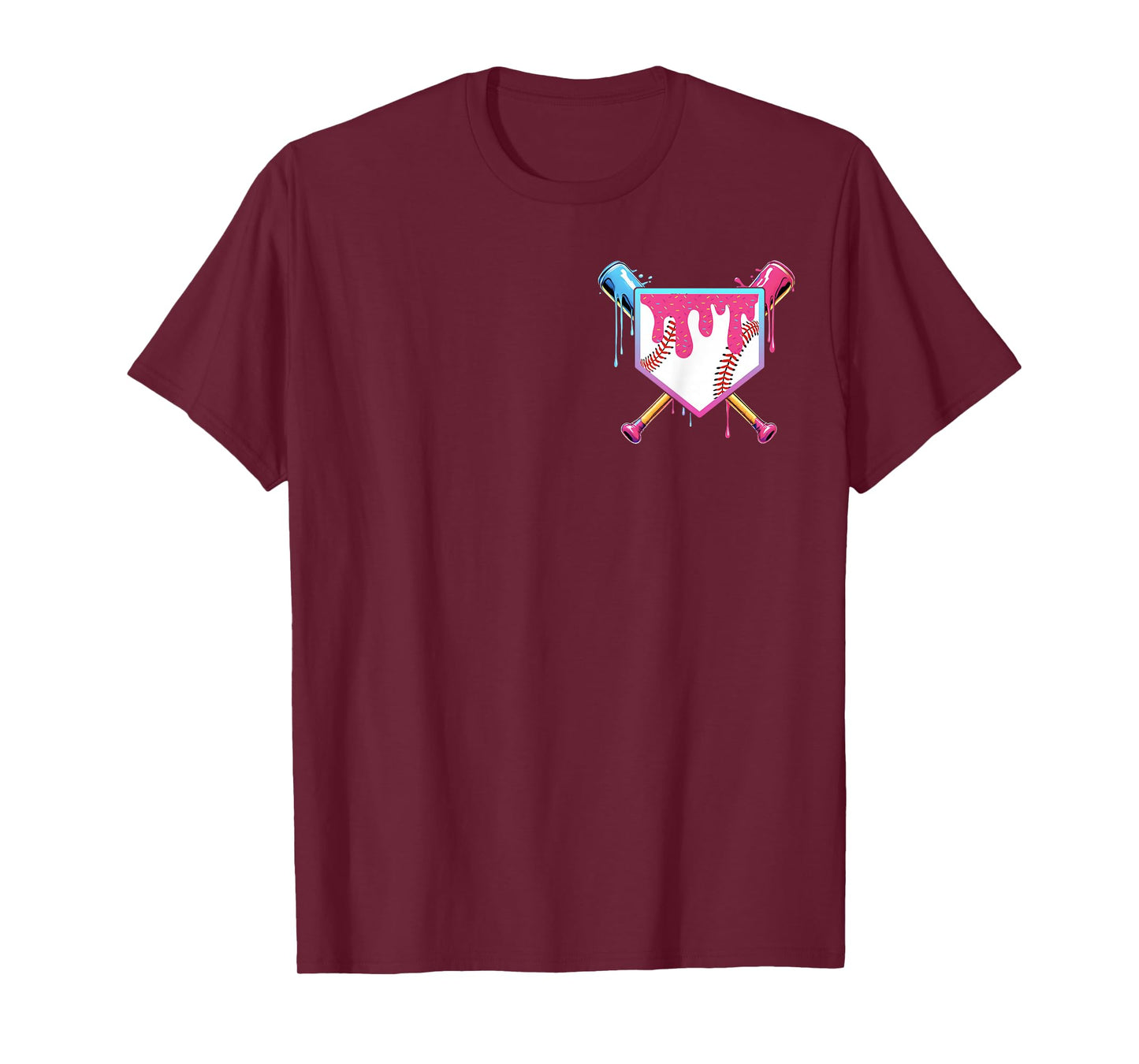 Baseball Drip For Boys Home Plate Ice Cream Drip Youth T-Shirt