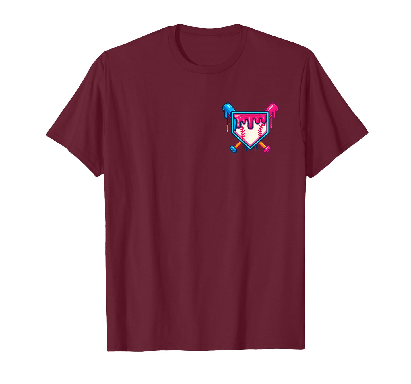 Baseball Dripping Ice Cream Drip Home Plate Baseball Player T-Shirt