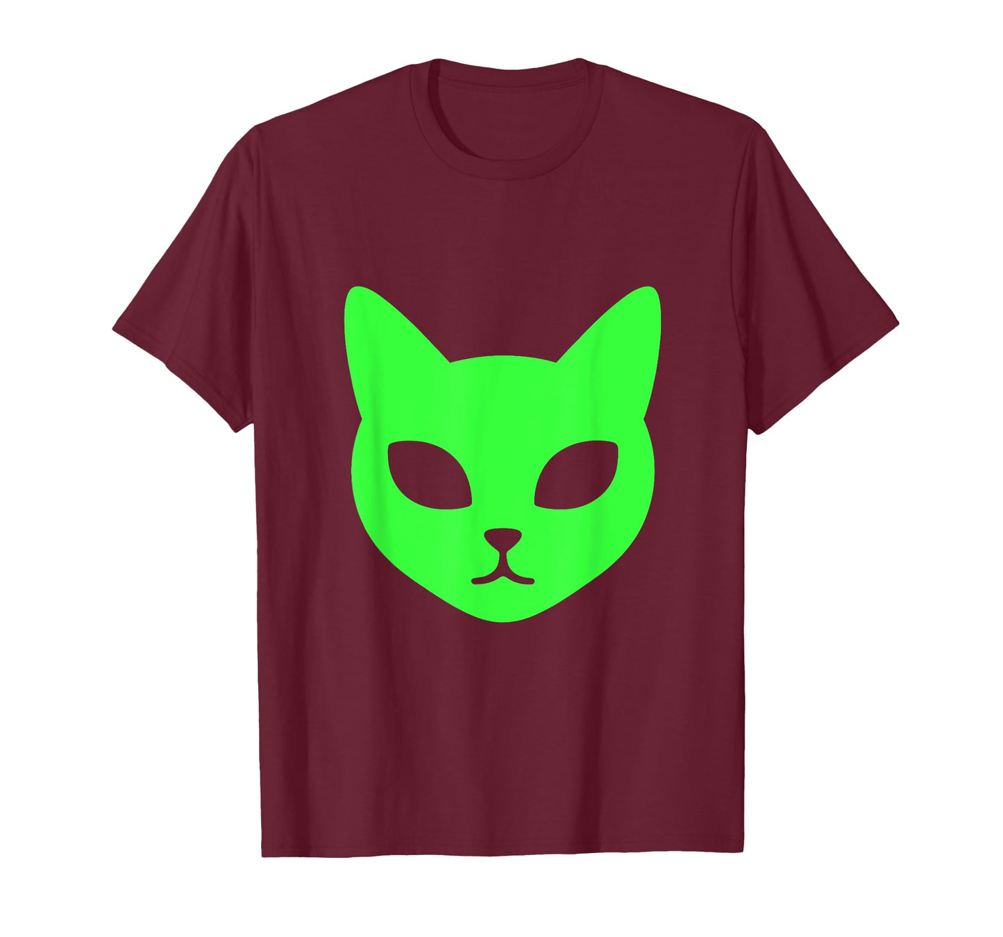 Green Alien Cat Face A Futuristic Feline Graphic T-Shirt