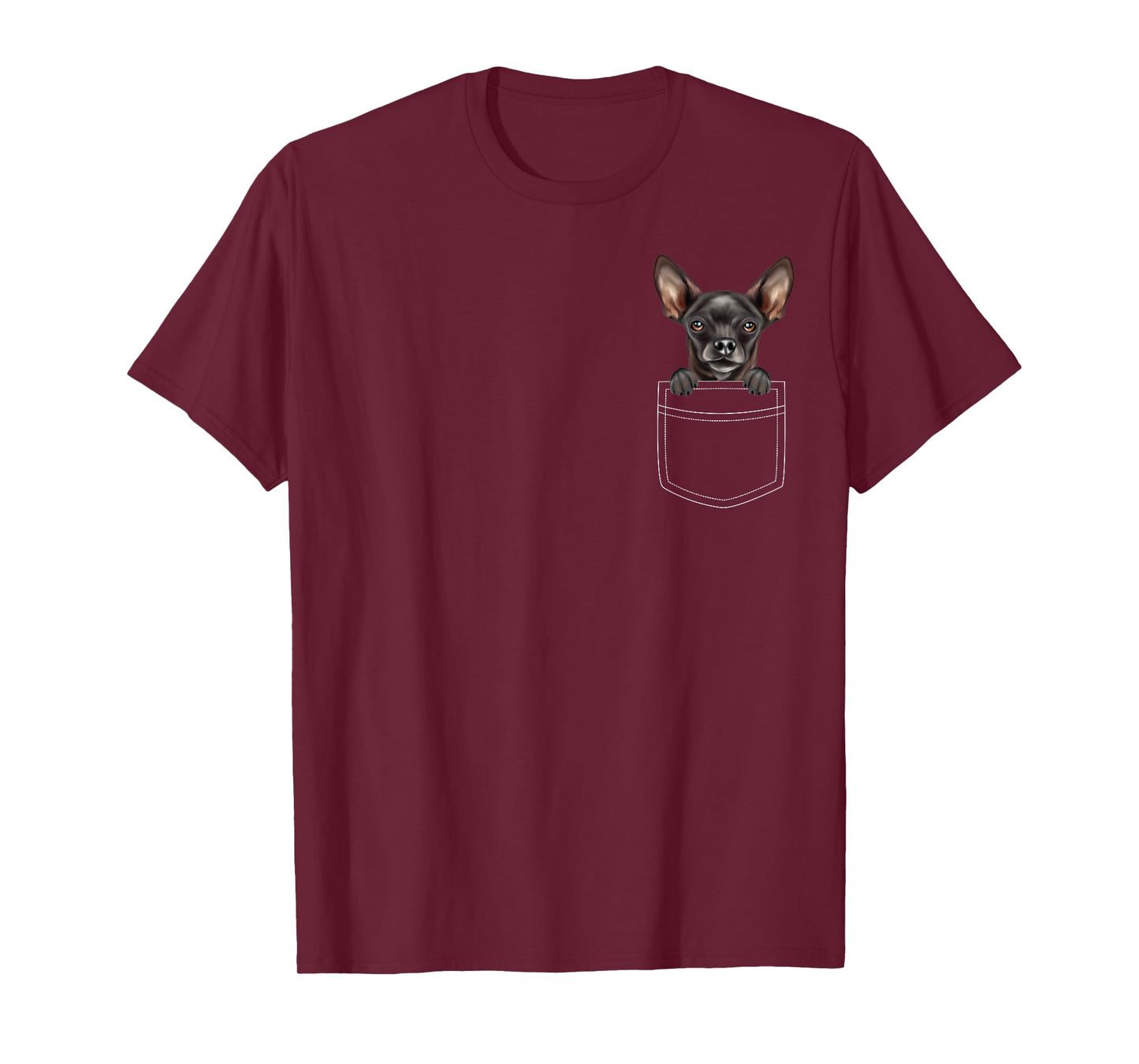 Black Chihuahua Dog in Pocket Funny Dog Lover T-Shirt