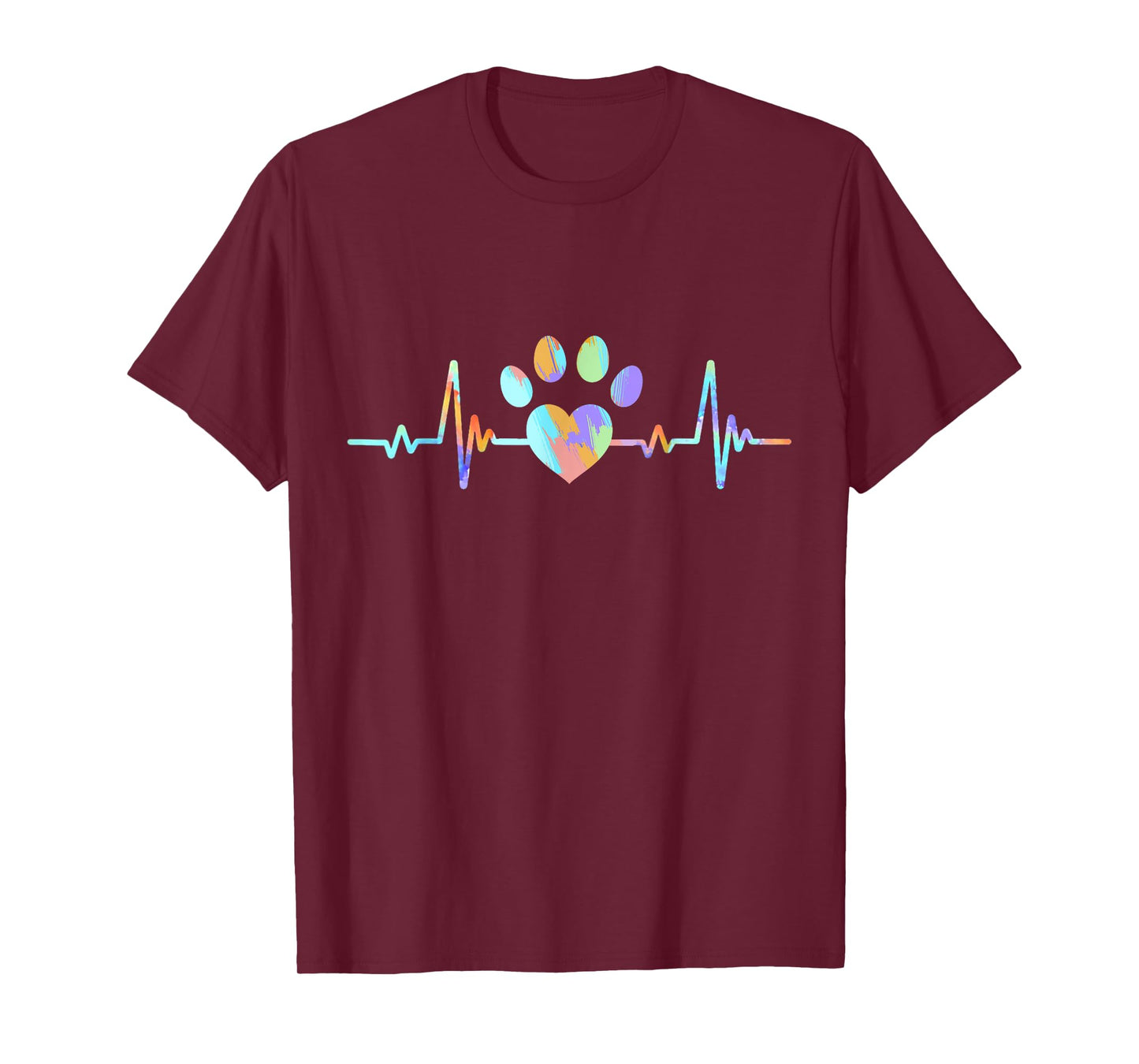 Heartbeat Dog Lover Paw Funny Men Women Kids T-Shirt