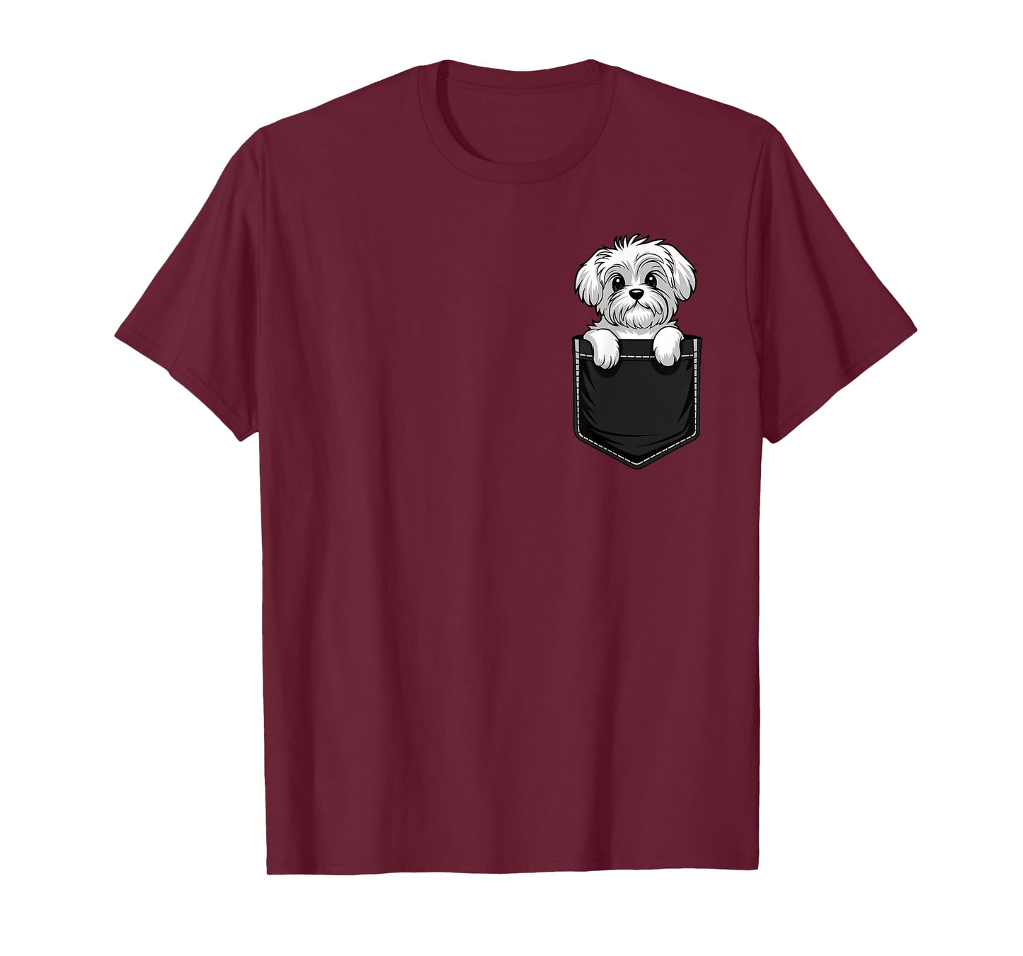 Funny Maltese In Pocket Dog Mom Dad Men Women Kids T-Shirt