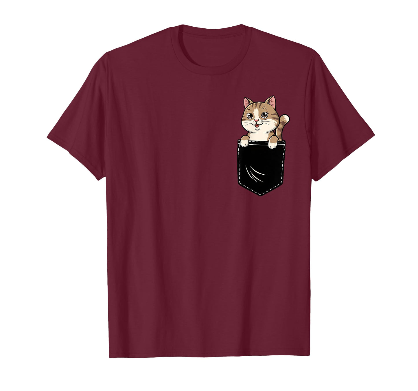 Funny Cat In Pocket Animal Cute Women Men T-Shirt