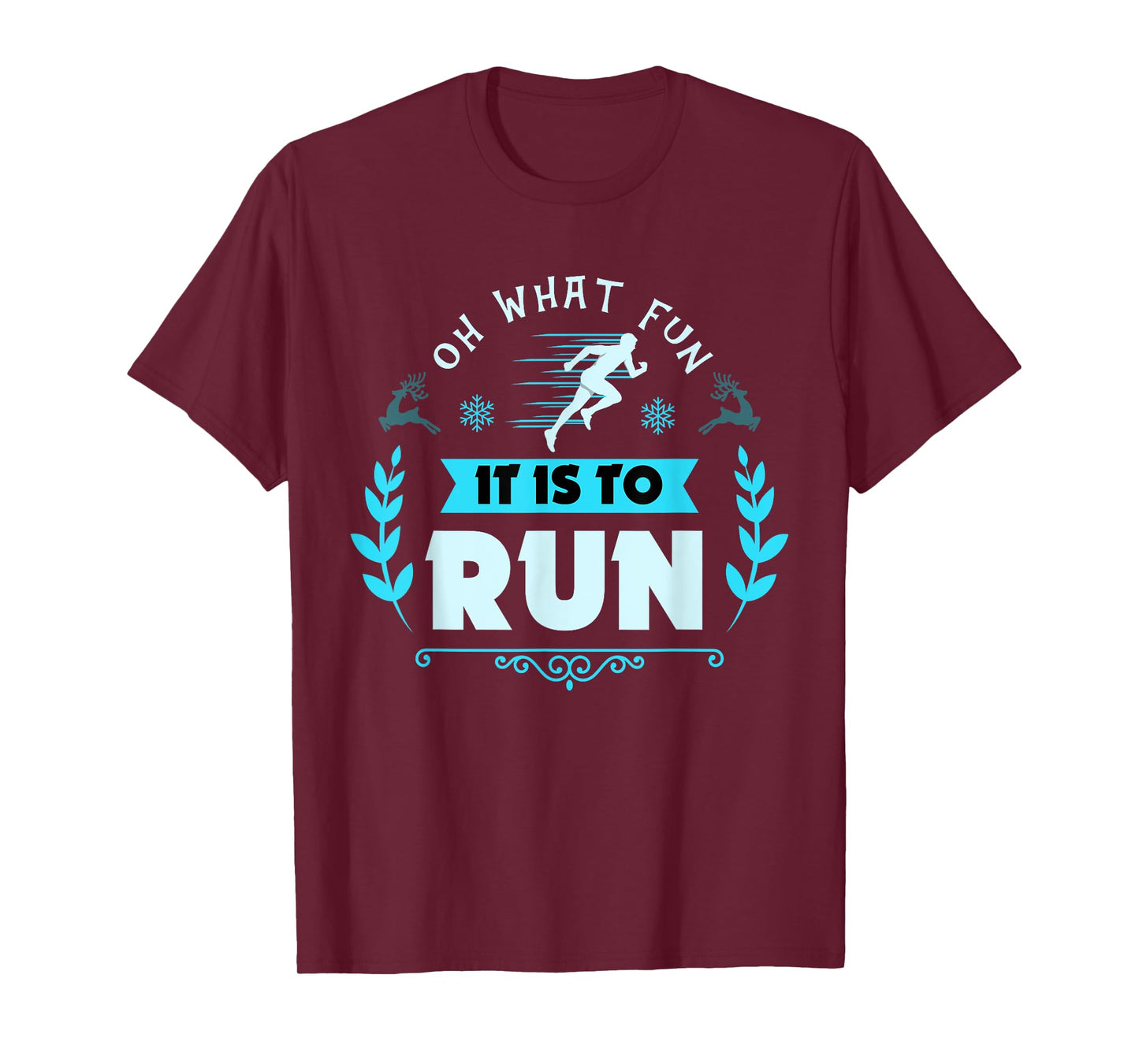 Funny Oh What Fun It Is To Run Cross Country Christmas Gift T-Shirt